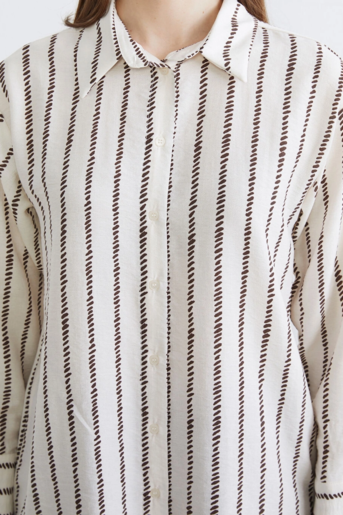 LCW Modest Kahverengi Desenli Kadın Gömlek Tunik