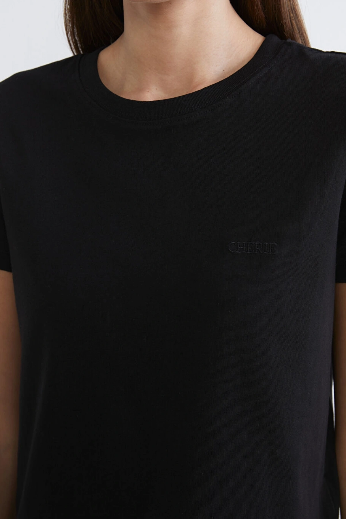 LCW Vision Siyah Bisiklet Yaka Kadın Tişört