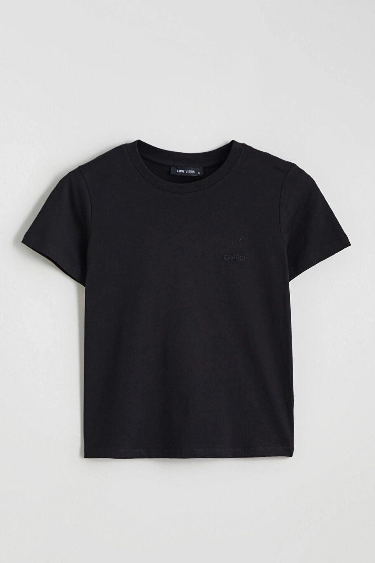 LCW Vision Siyah Bisiklet Yaka Kadın Tişört