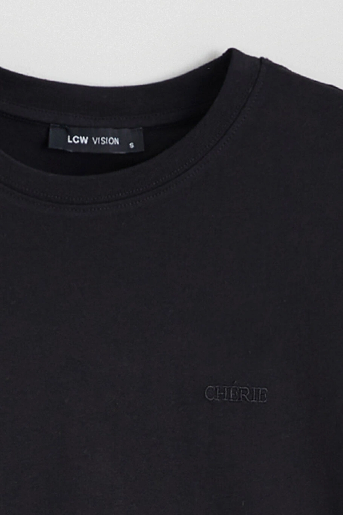 LCW Vision Siyah Bisiklet Yaka Kadın Tişört