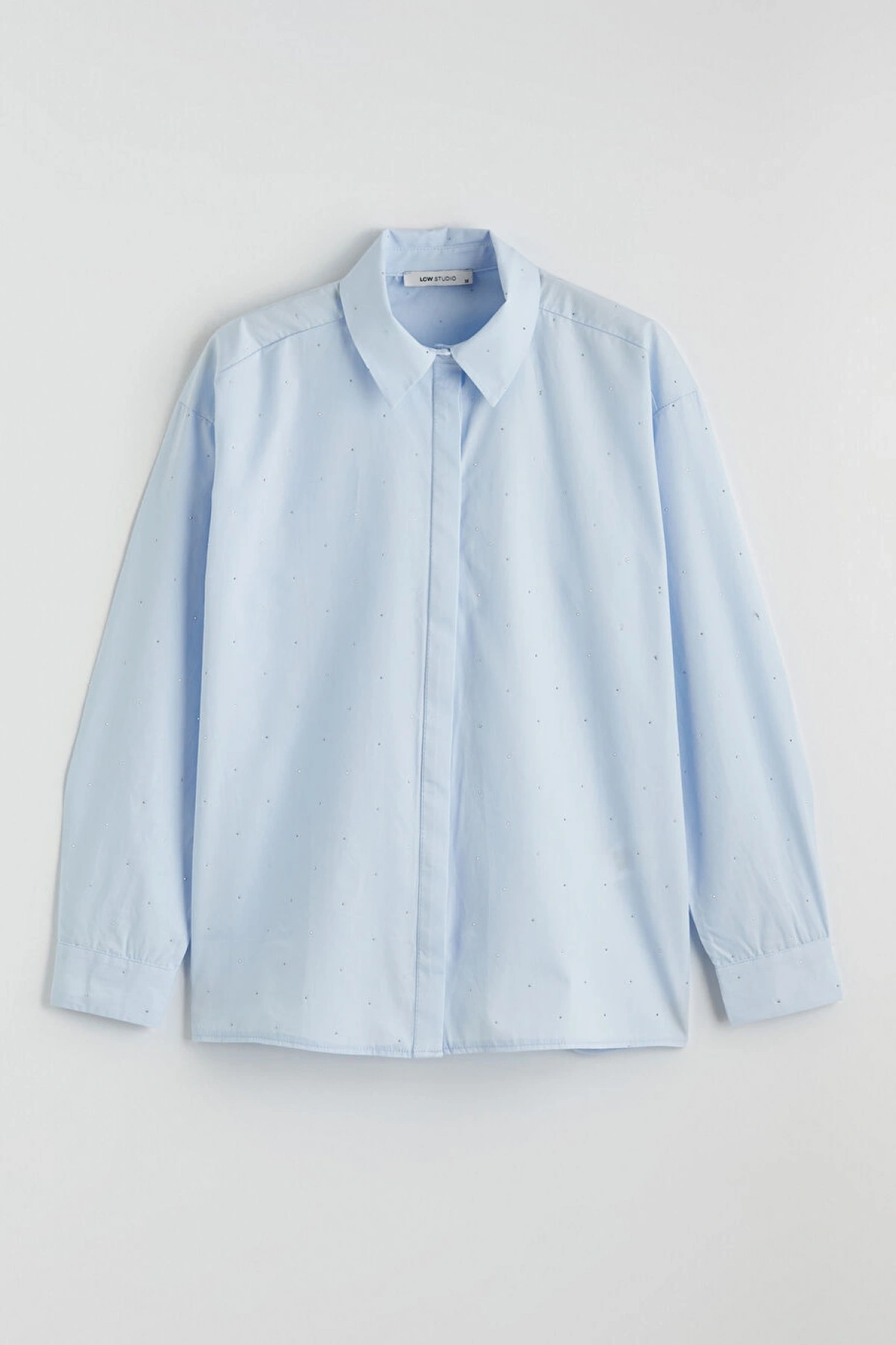 LCWAIKIKI Classic Mavi Taşlı Kadın Gömlek