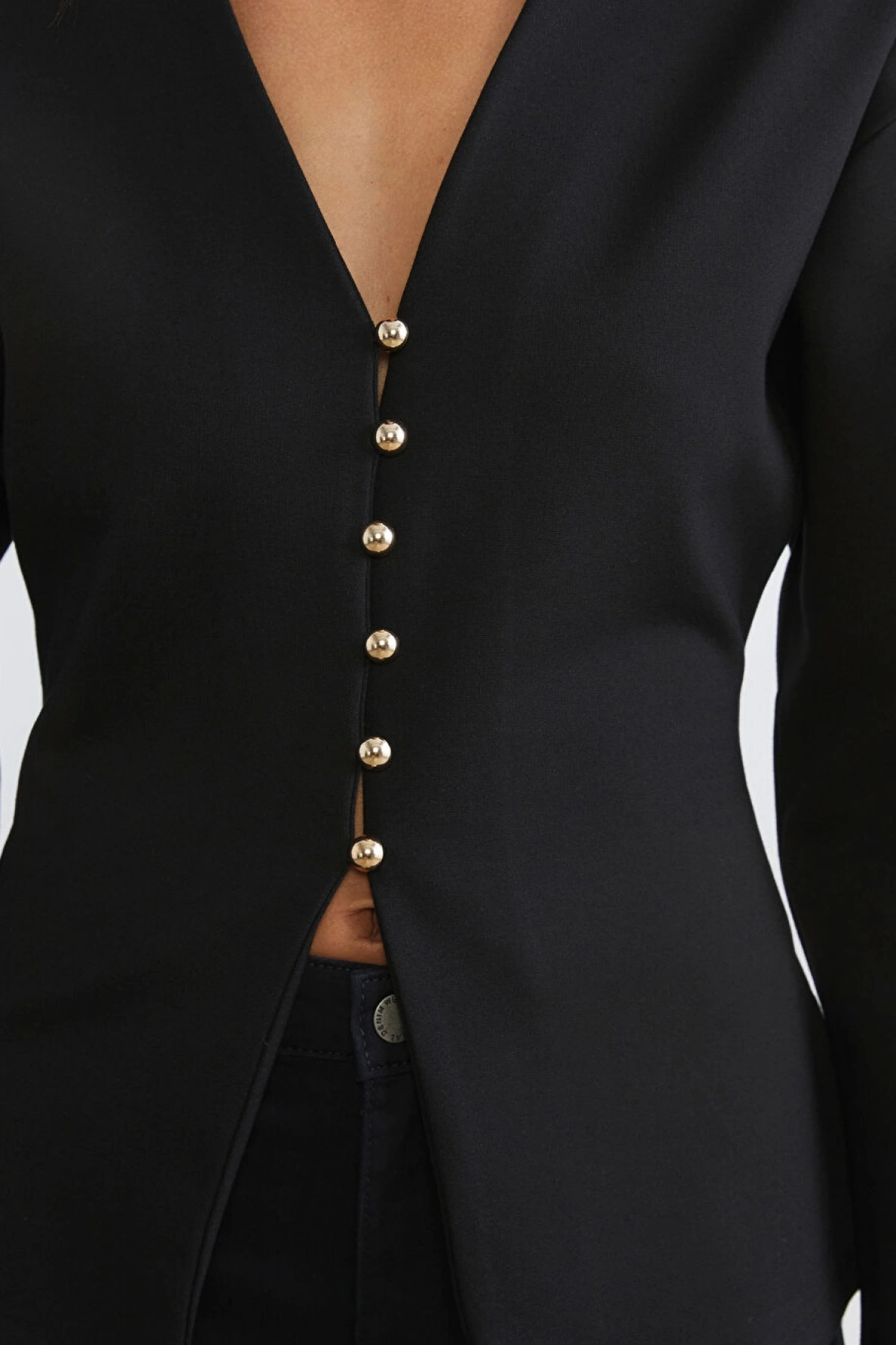 LCW Vision Siyah V Yaka Peplum Kadın Hırka