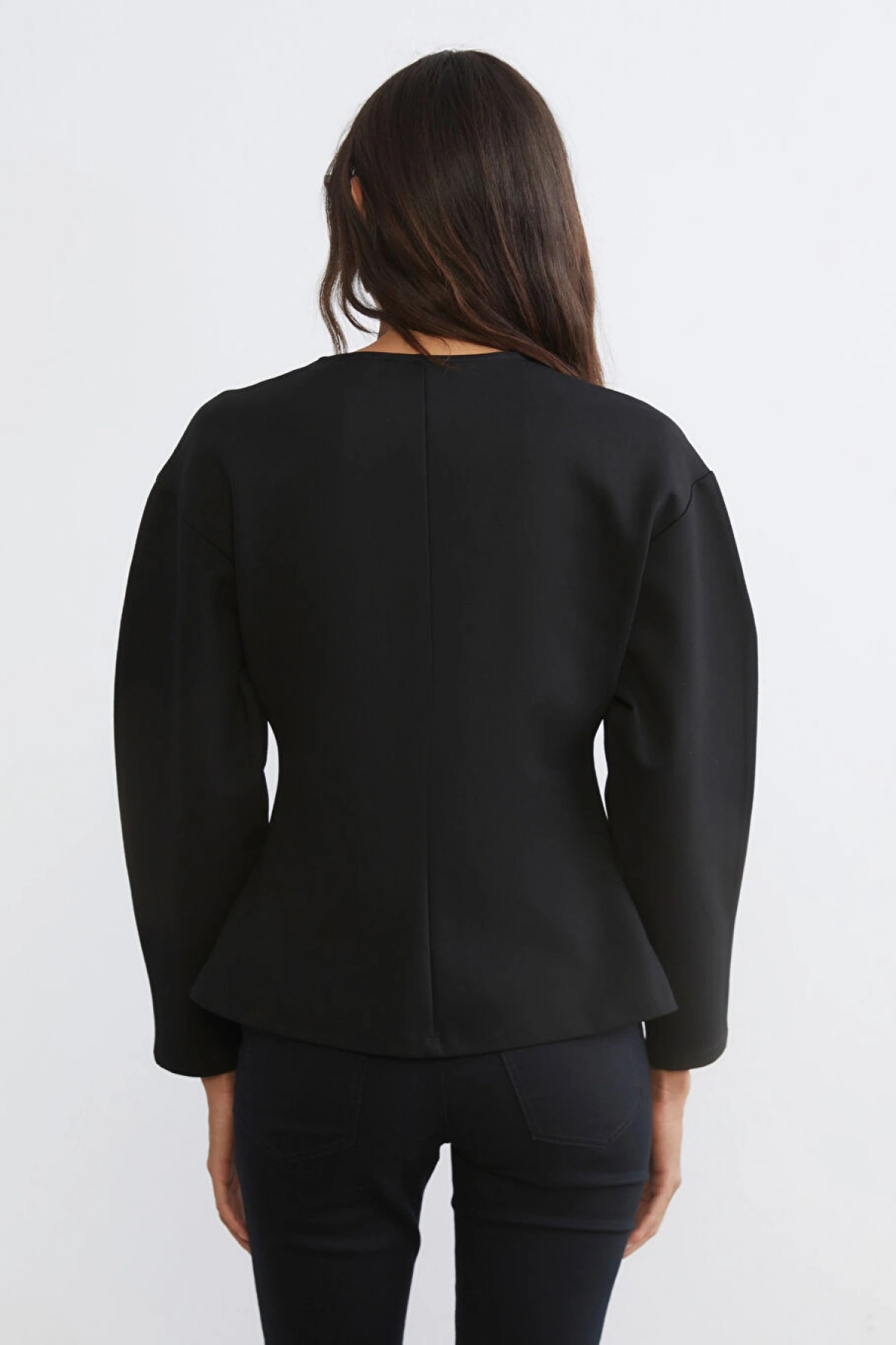 LCW Vision Siyah V Yaka Peplum Kadın Hırka