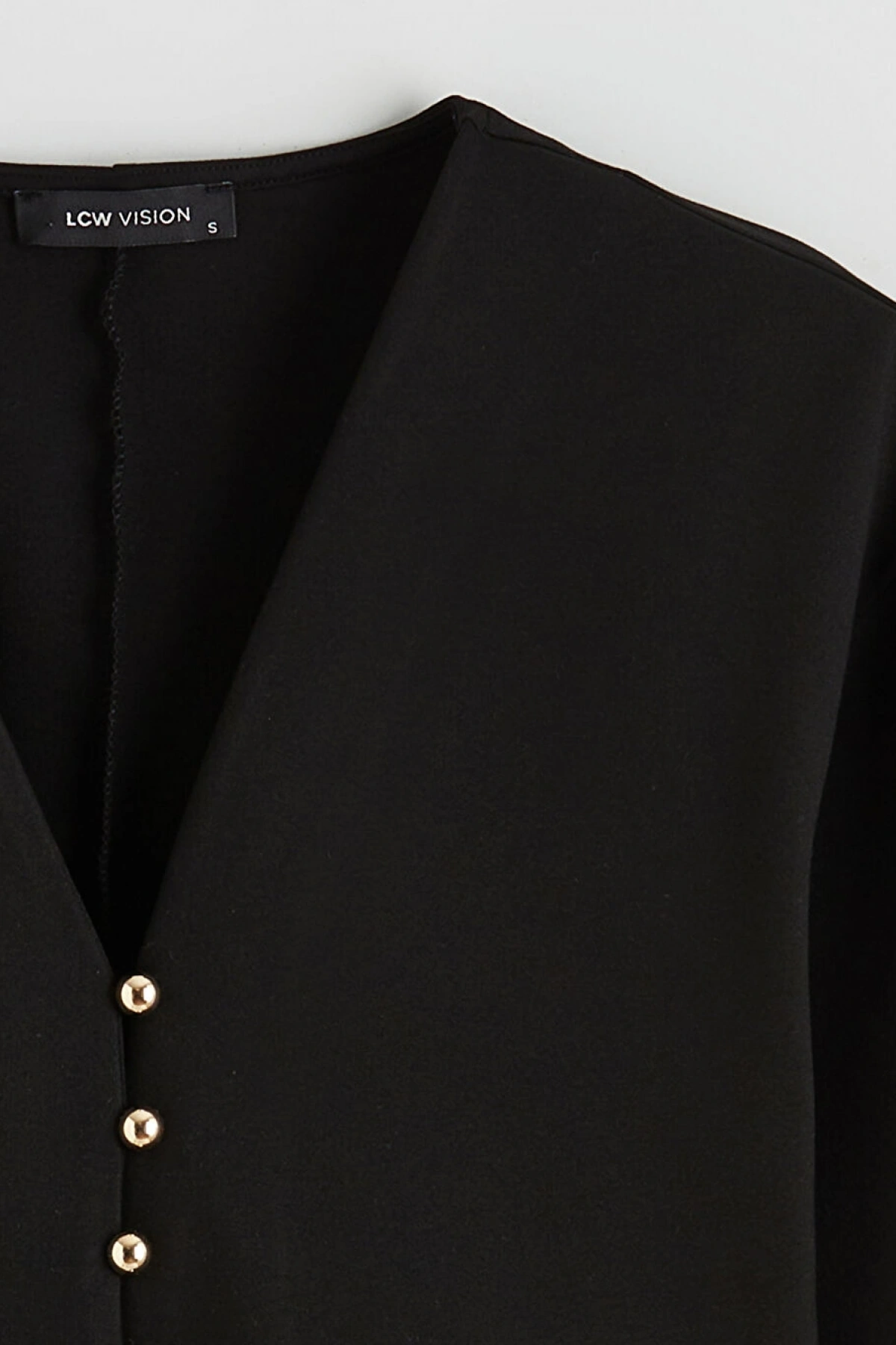 LCW Vision Siyah V Yaka Peplum Kadın Hırka