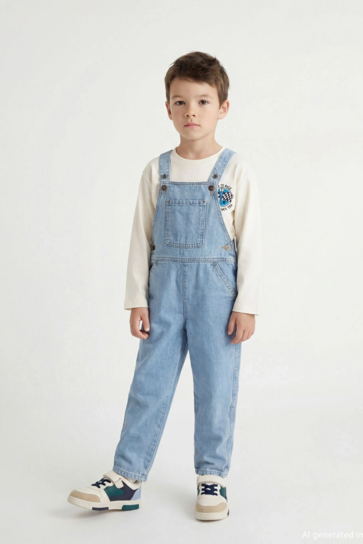 LCW Kids Indigo Kare Yaka Erkek Çocuk Jean Salopet