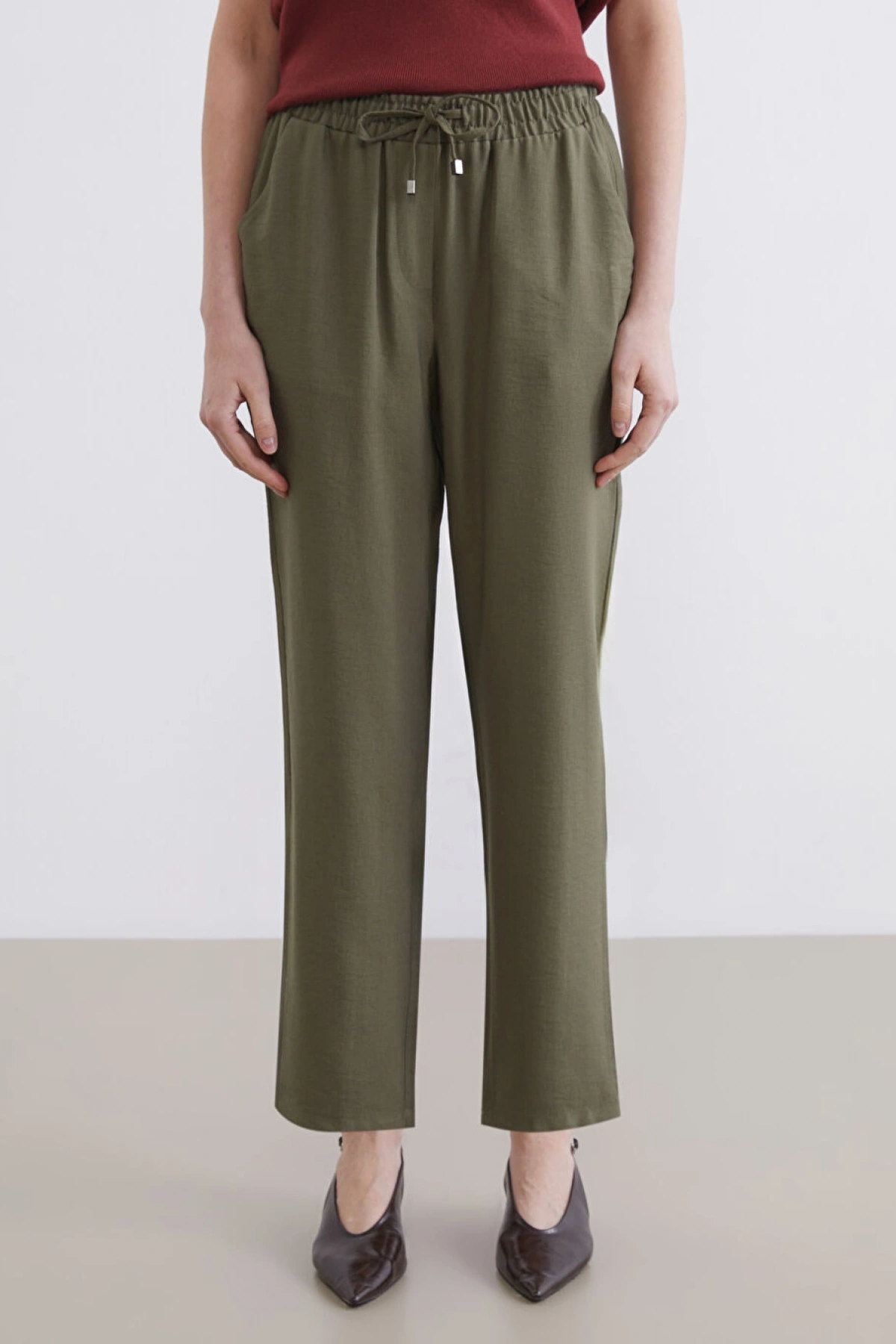 LCWAIKIKI Classic Haki Beli Lastikli Kadın Pantolon