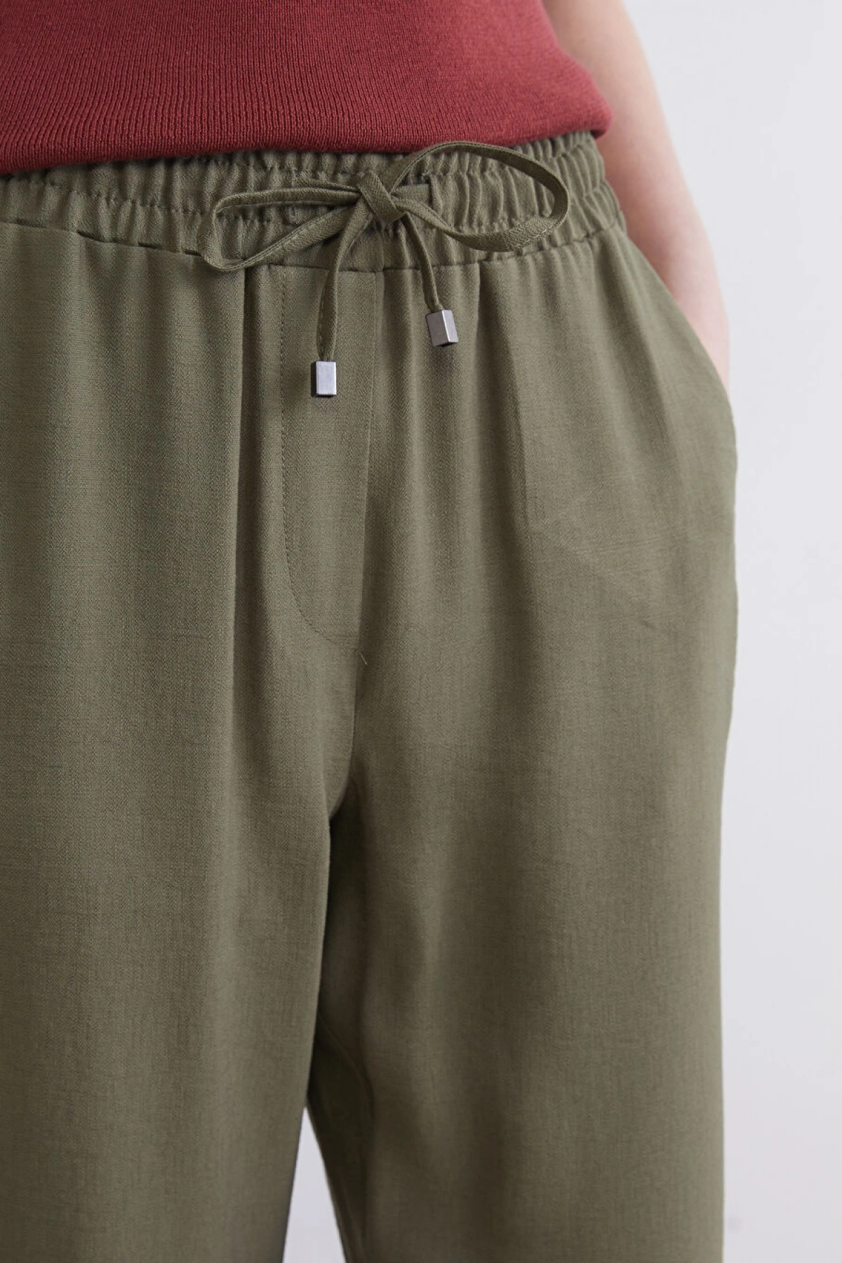 LCWAIKIKI Classic Haki Beli Lastikli Kadın Pantolon