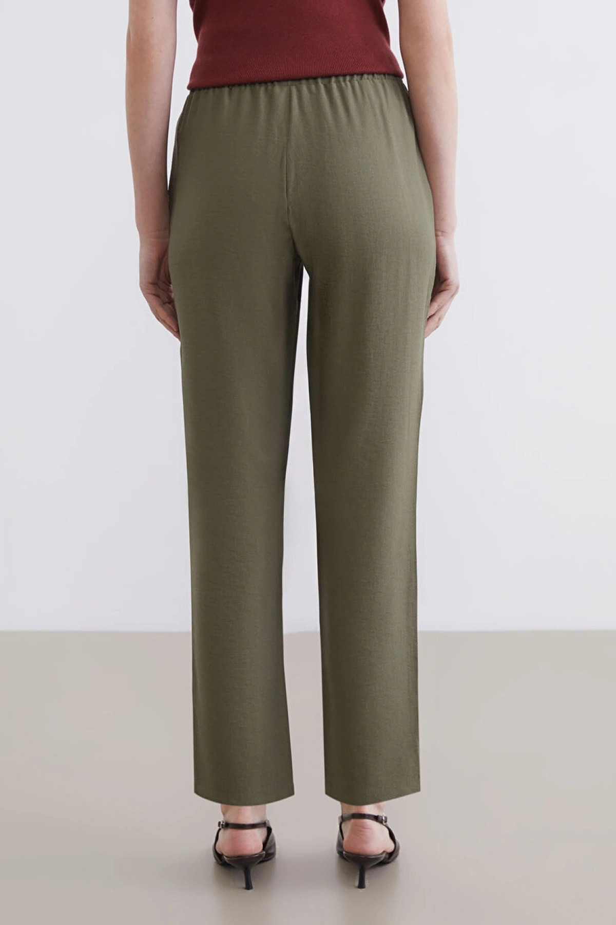 LCWAIKIKI Classic Haki Beli Lastikli Kadın Pantolon