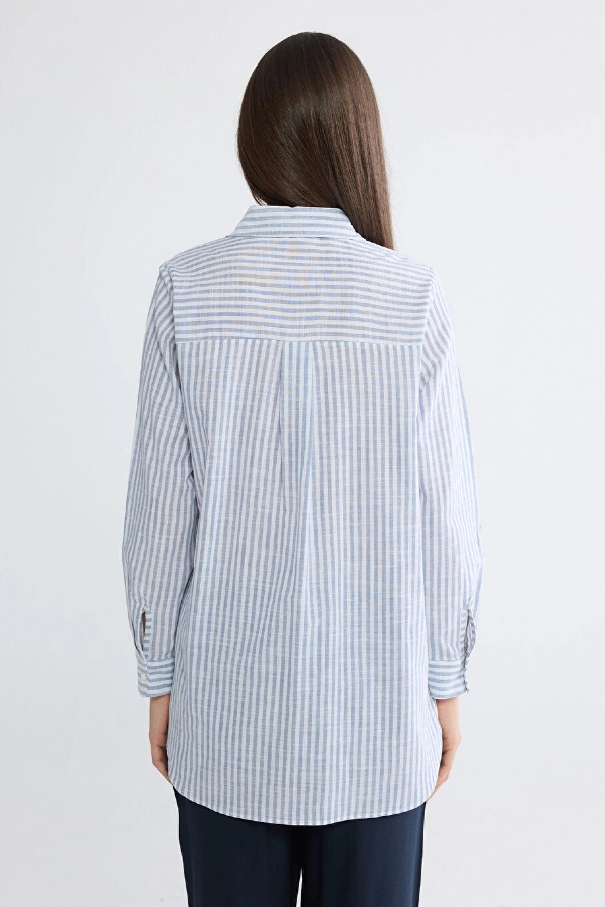 LCWAIKIKI Classic Mavi Çizgili Kadın Gömlek Tunik