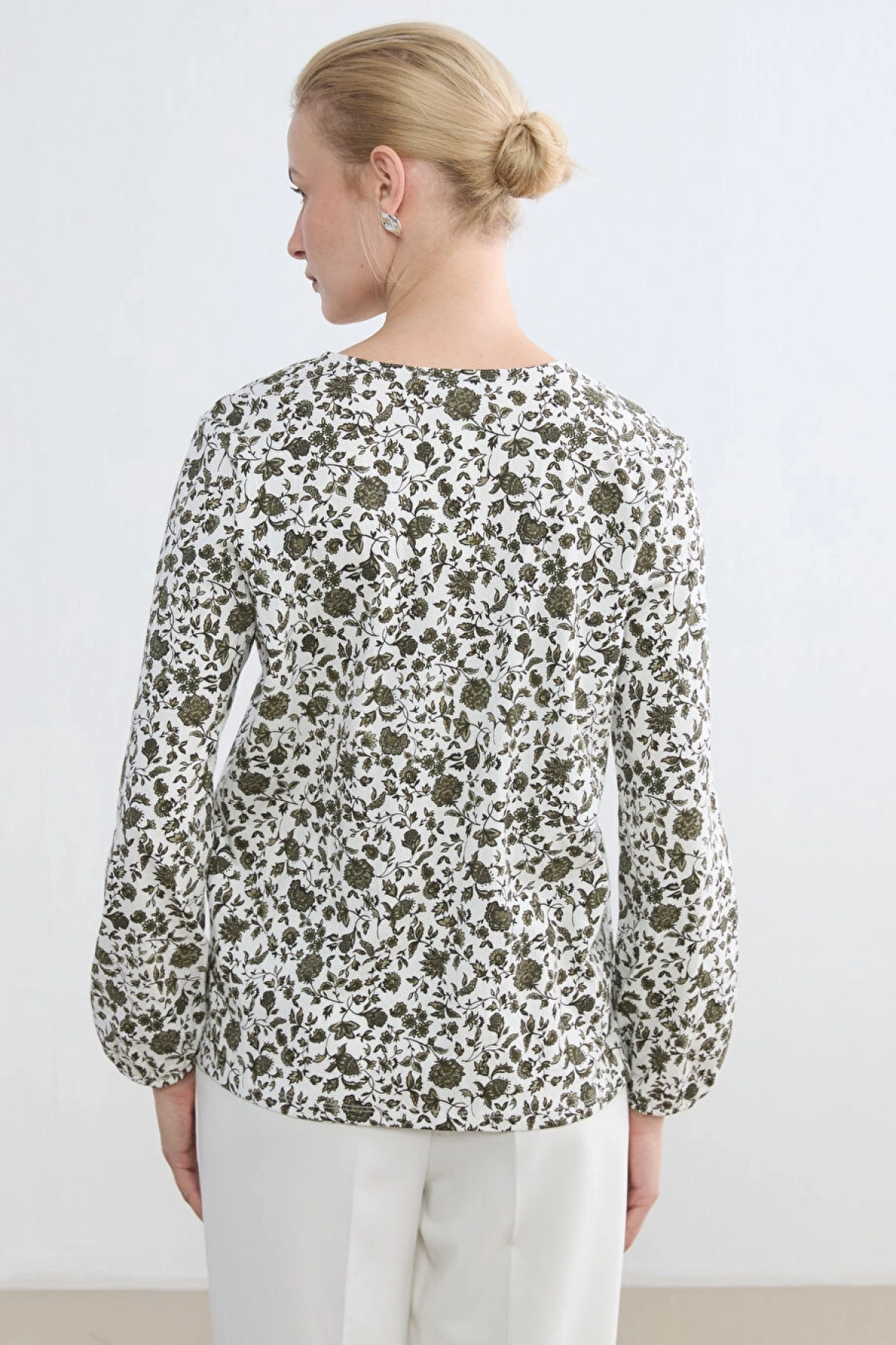 LCW Grace Yeşil Bağlamalı Yaka Çiçekli Bluz