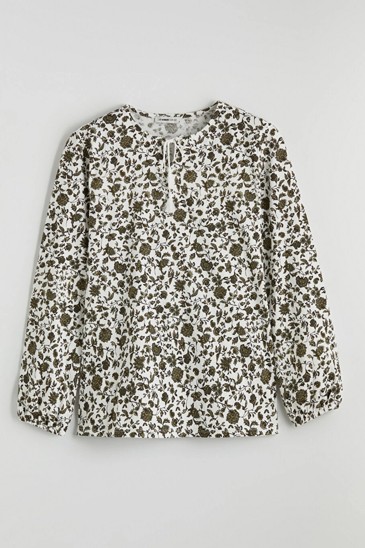 LCW Grace Yeşil Bağlamalı Yaka Çiçekli Bluz