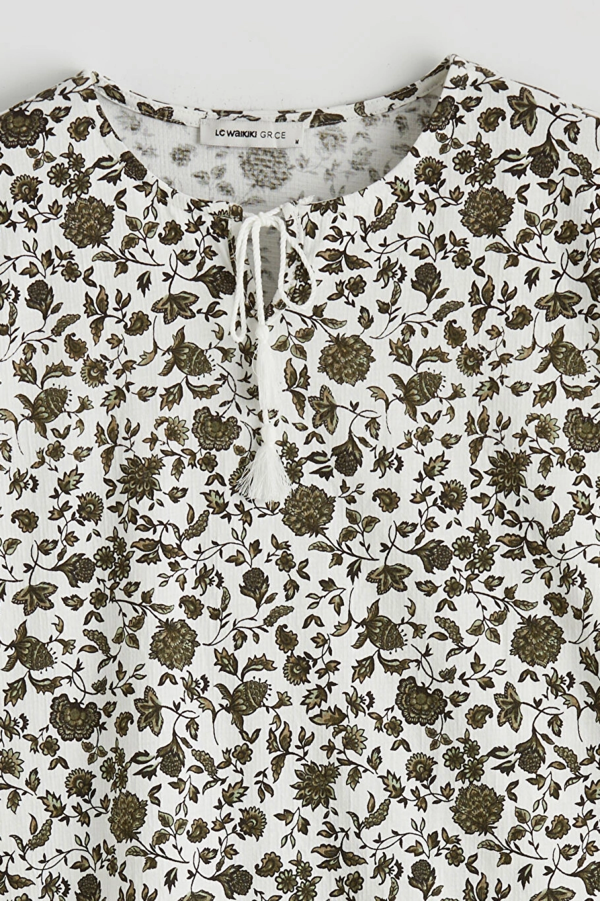 LCW Grace Yeşil Bağlamalı Yaka Çiçekli Bluz