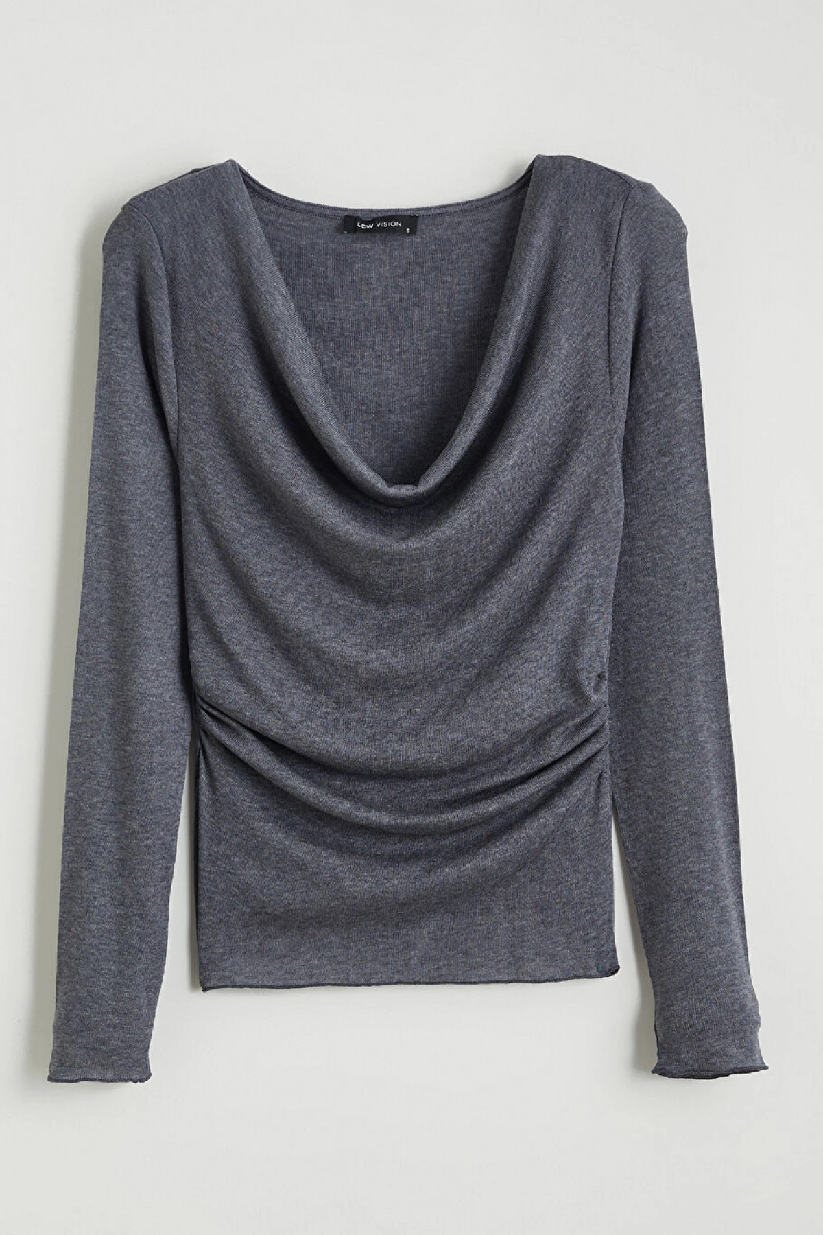 LCW Vision Antrasit Dökümlü Yaka Büzgülü Bluz