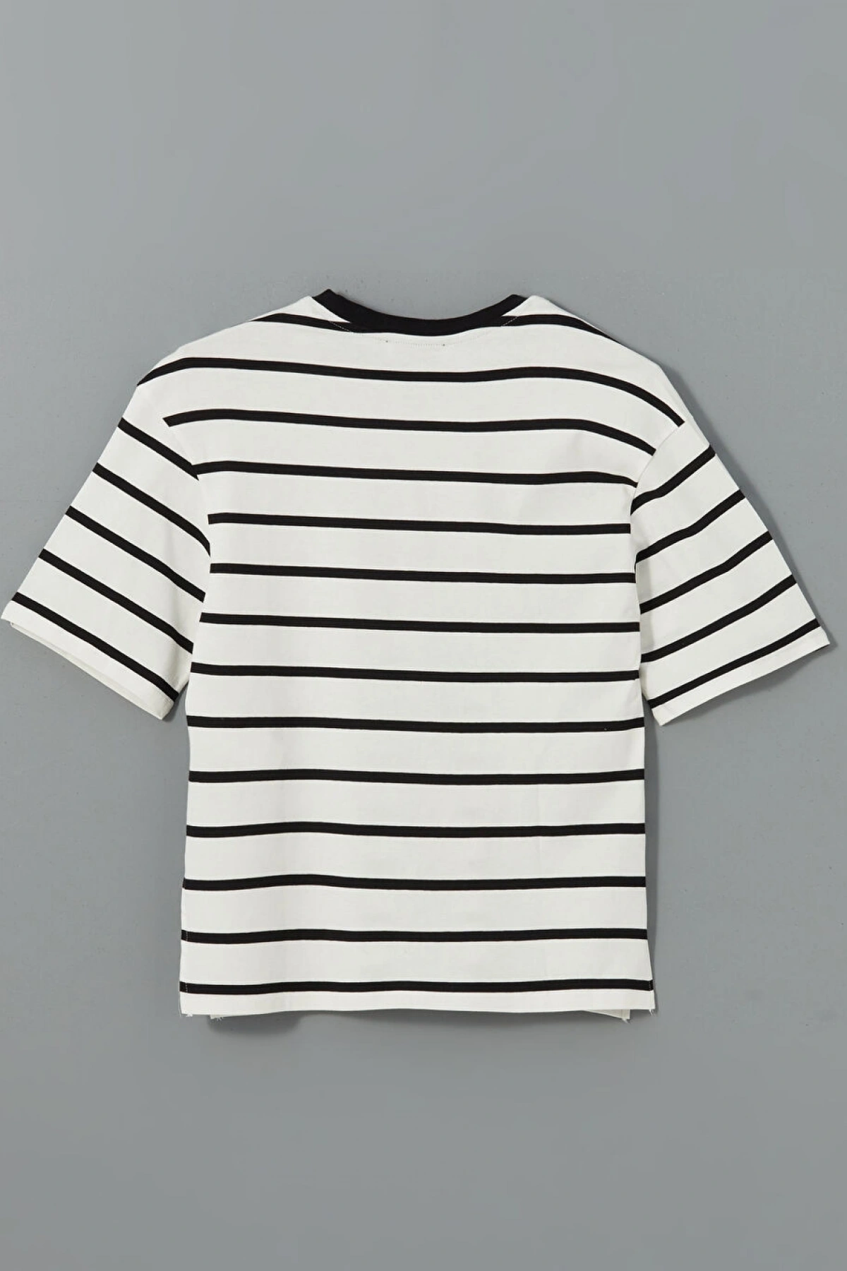 LCW Vision Siyah Bisiklet Yaka Çizgili Kadın Tişört