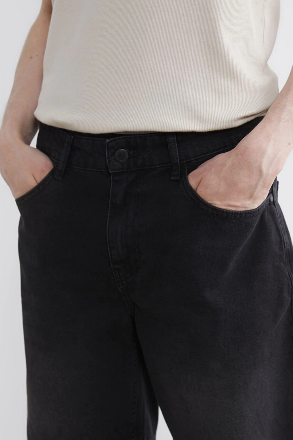 XSIDE Siyah Loose Fit Erkek Jean Şort