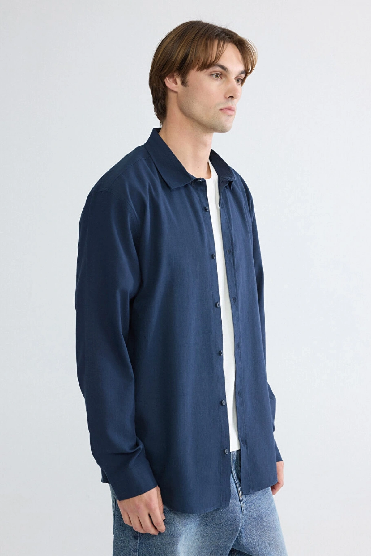 XSIDE Lacivert Regular Fit Poplin Erkek Gömlek