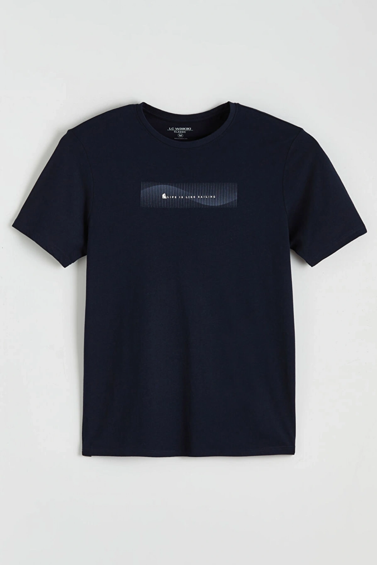 CWAIKIKI Classic Lacivert Bisiklet Yaka Baskılı Penye Erkek Tişör