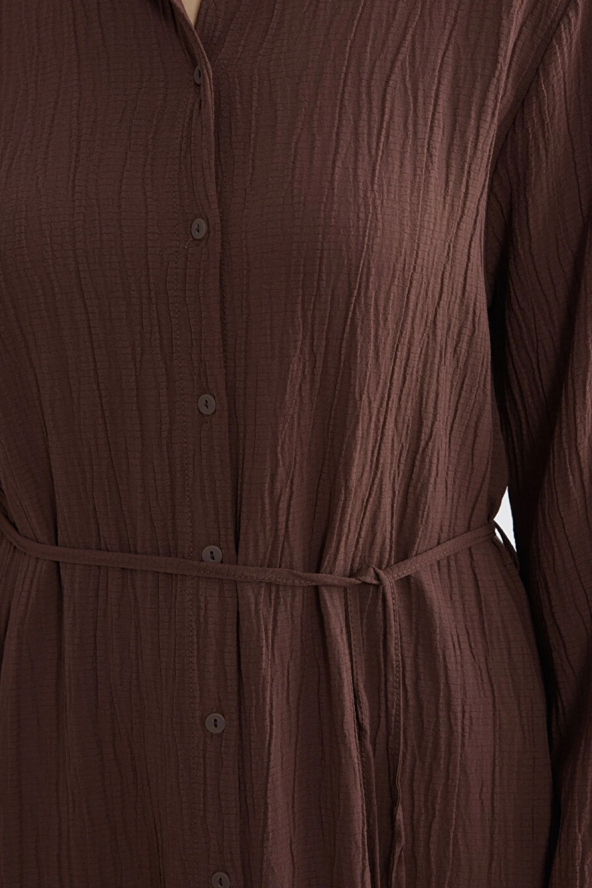 LCWAIKIKI Classic Kahverengi Dokulu Oversize Kadın Gömlek Tunik