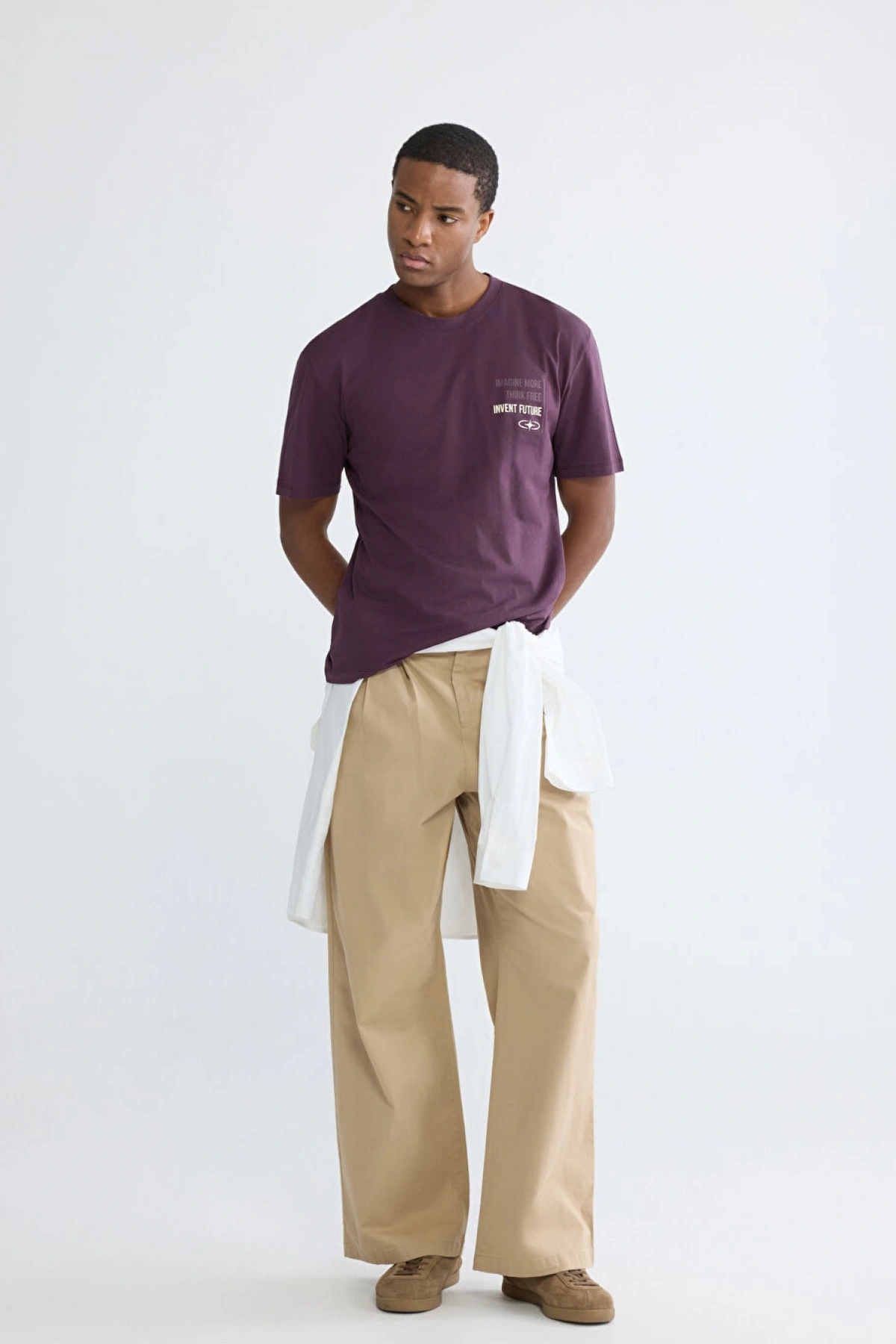 XSIDE Mürdüm Bisiklet Yaka Baskılı Penye Erkek Tişört