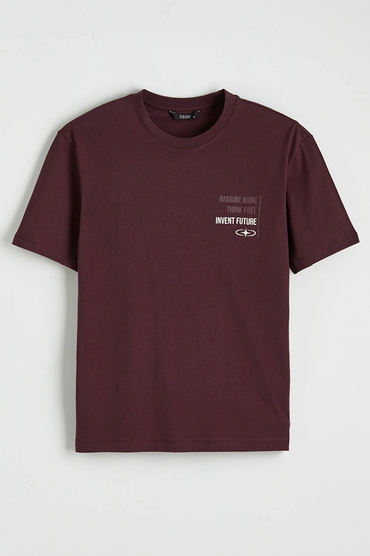 XSIDE Mürdüm Bisiklet Yaka Baskılı Penye Erkek Tişört