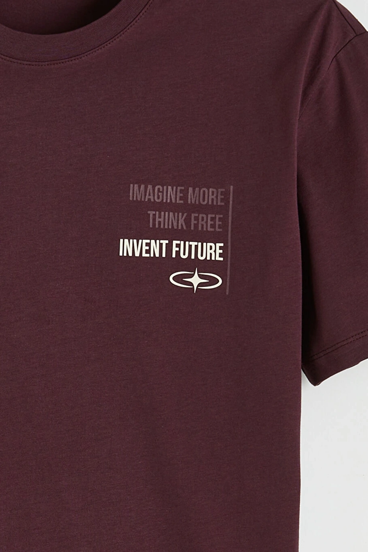 XSIDE Mürdüm Bisiklet Yaka Baskılı Penye Erkek Tişört