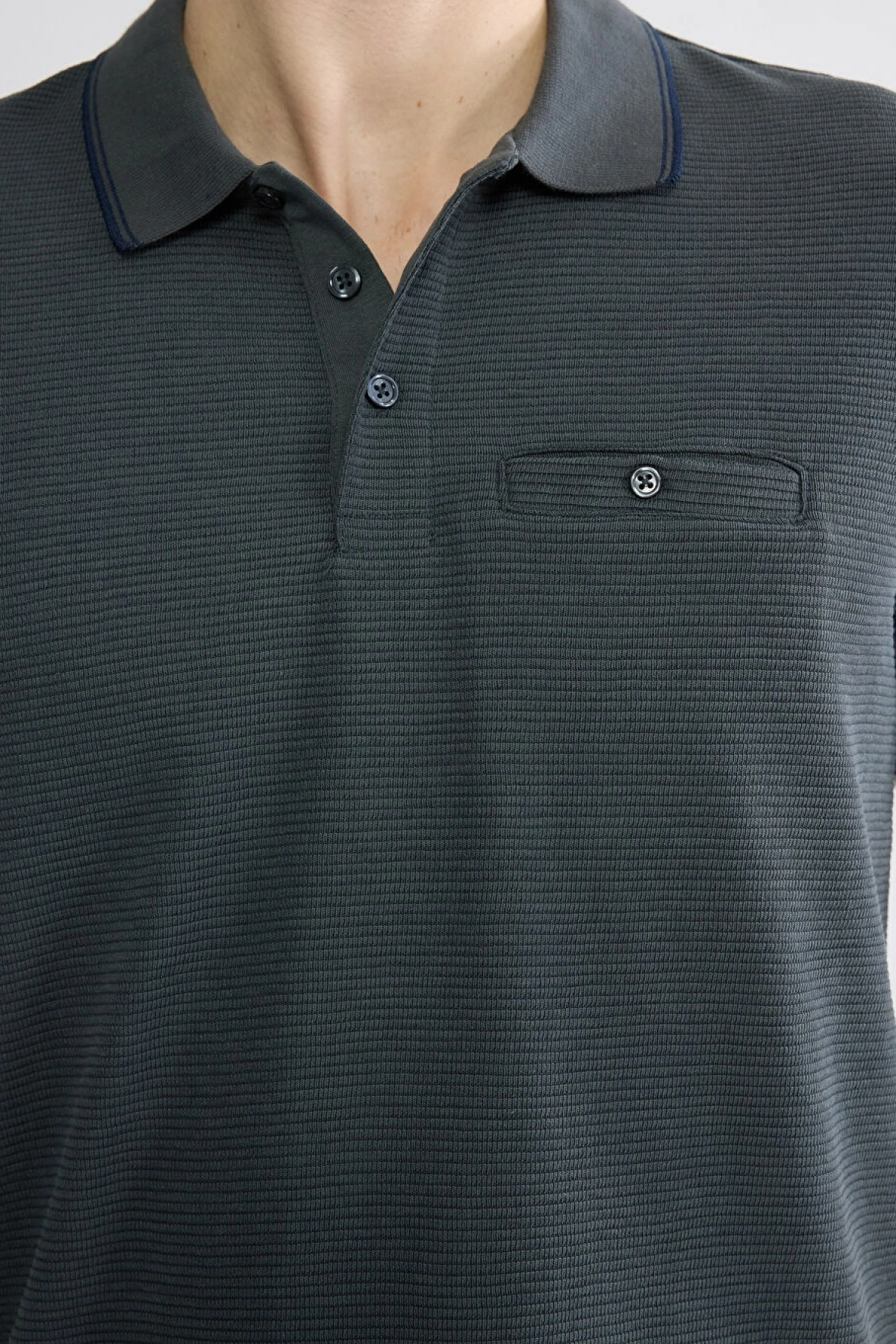 LCWAIKIKI Classic Antrasit Polo Yaka Erkek Dokulu Tişört