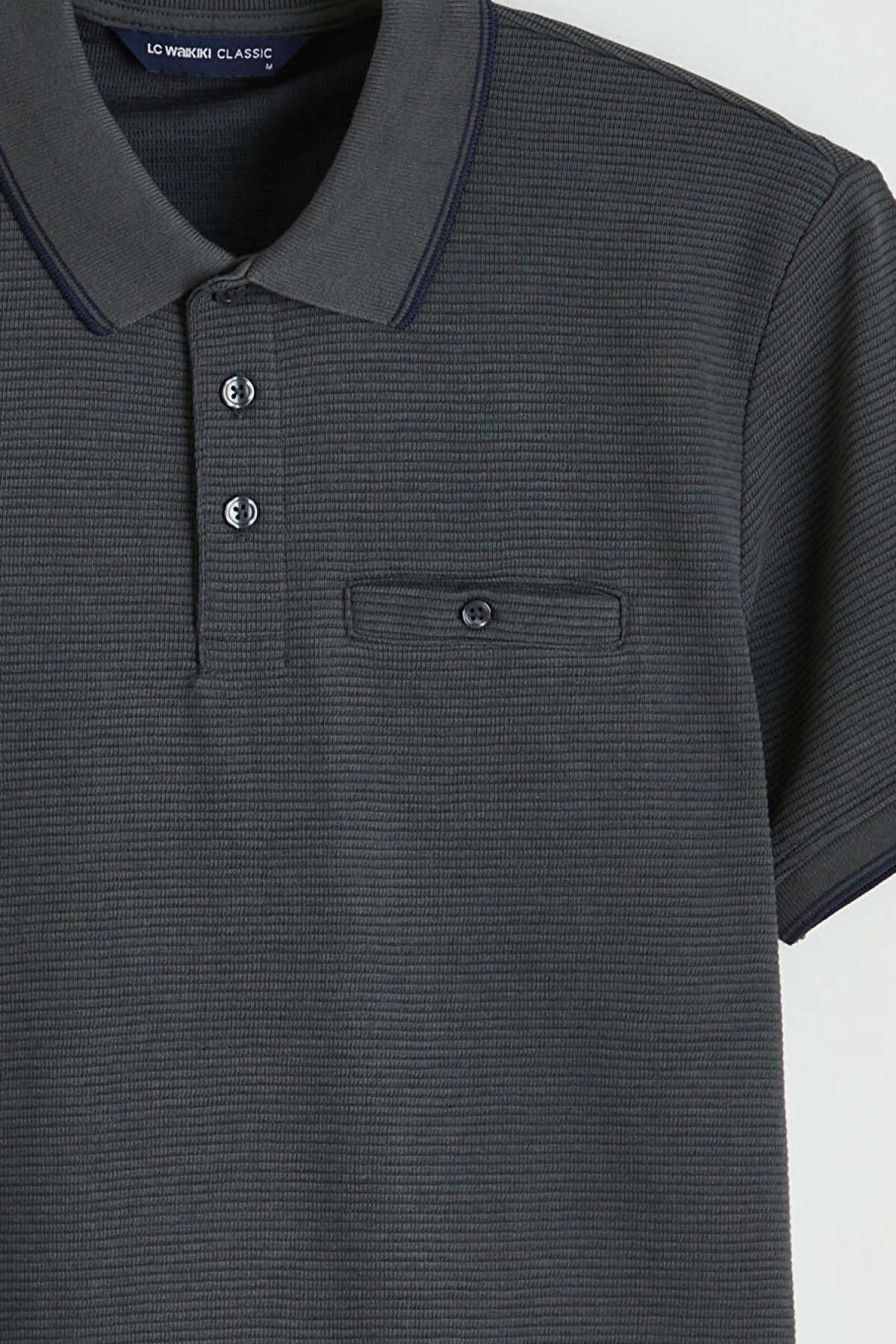 LCWAIKIKI Classic Antrasit Polo Yaka Erkek Dokulu Tişört