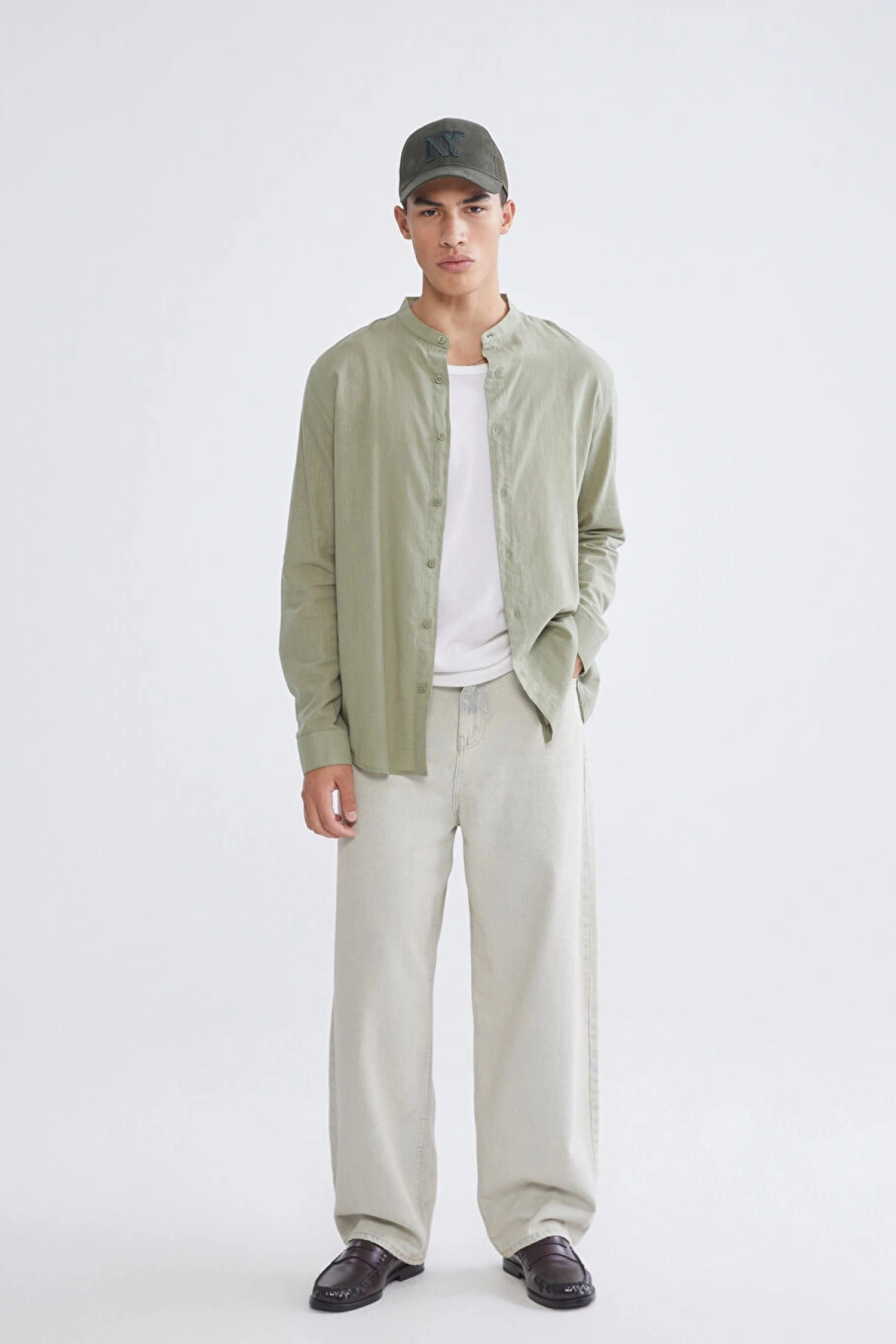 XSIDE Haki Regular Fit Poplin Erkek Gömlek