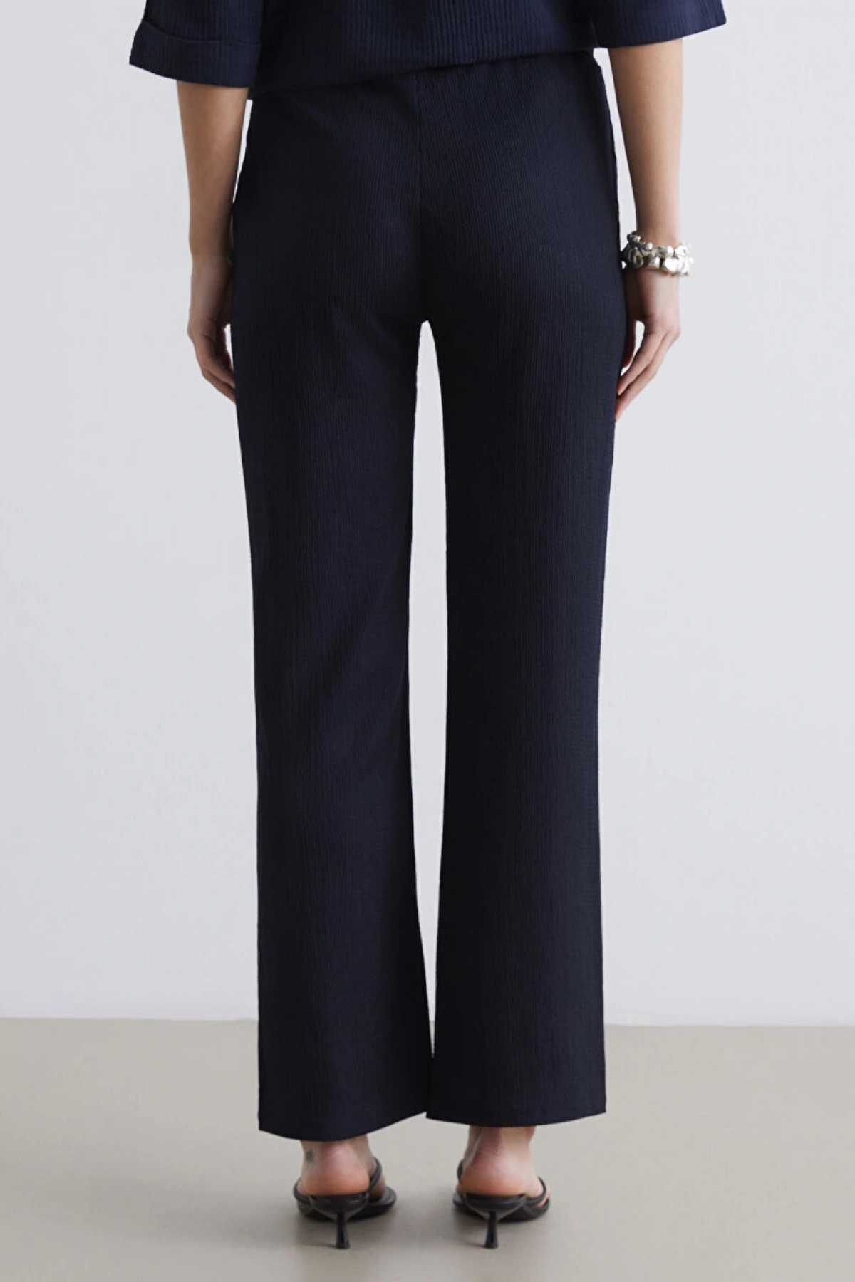 LCW Comfort Lacivert Beli Lastikli Dokulu Kadın Pantolon