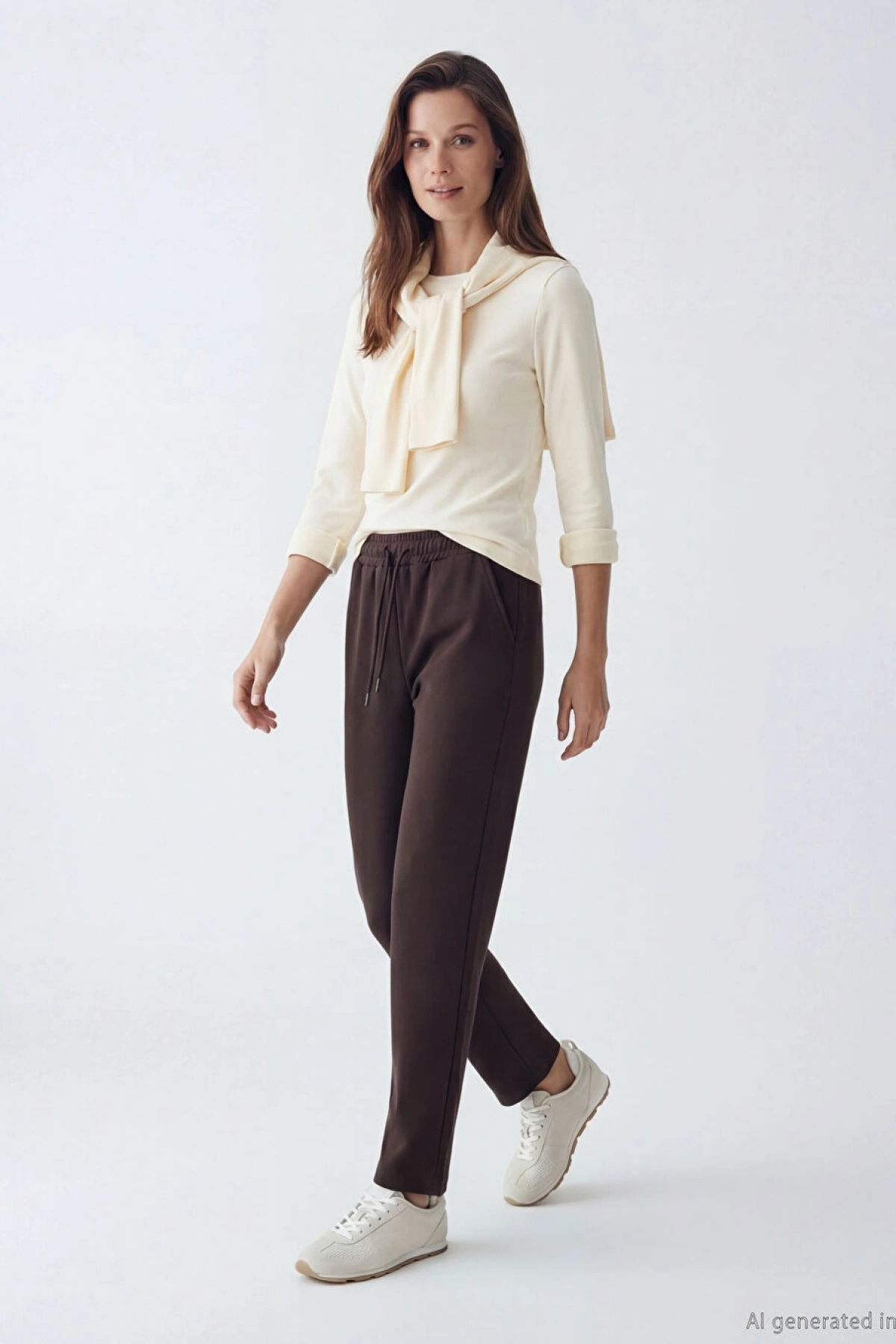 LCW Modest Kahverengi Beli Lastikli Kadın Eşofman Altı