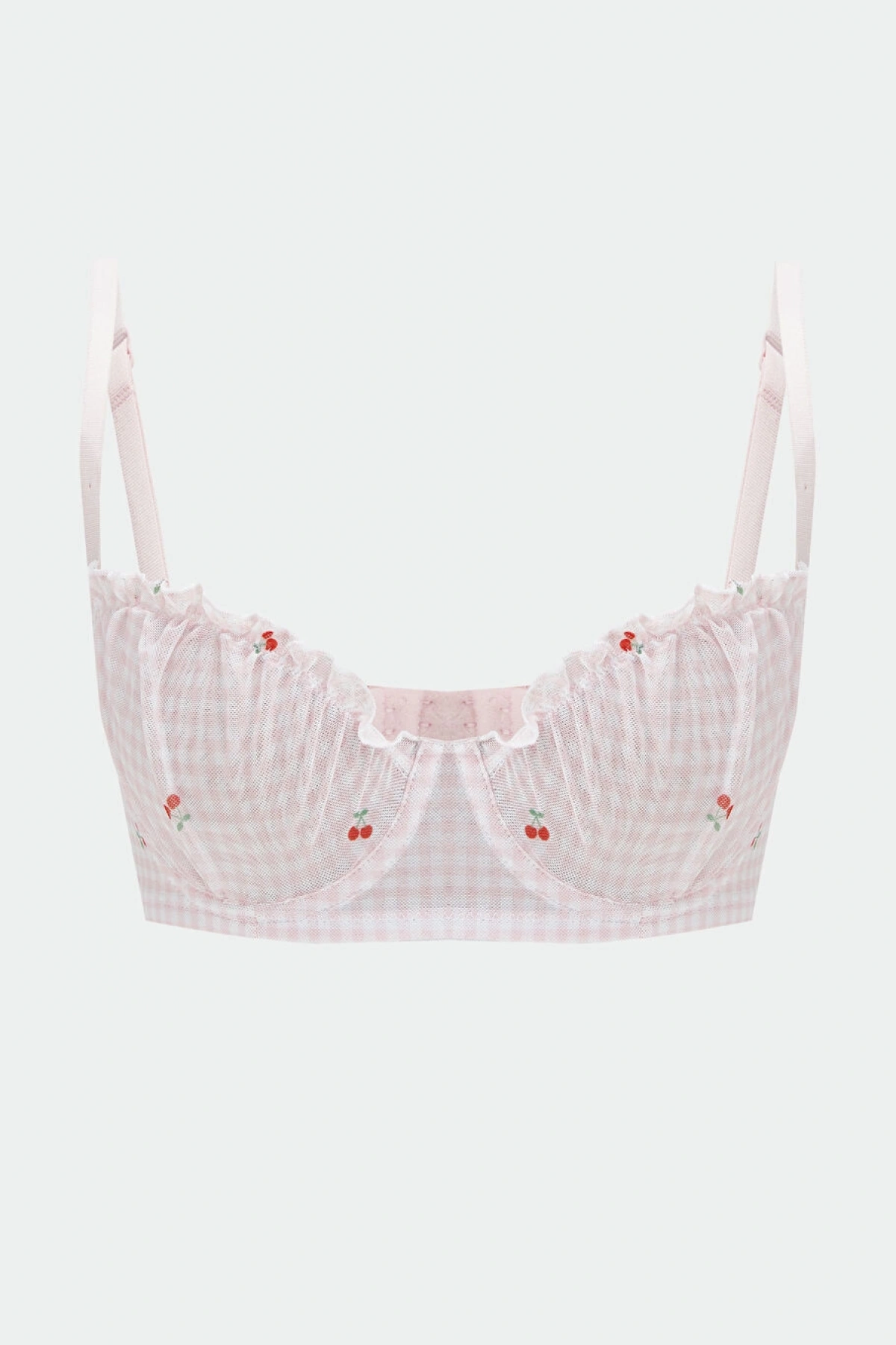 LCW Young Pembe Balenli Dolgusuz Kiraz Nakışlı Damla Sütyen