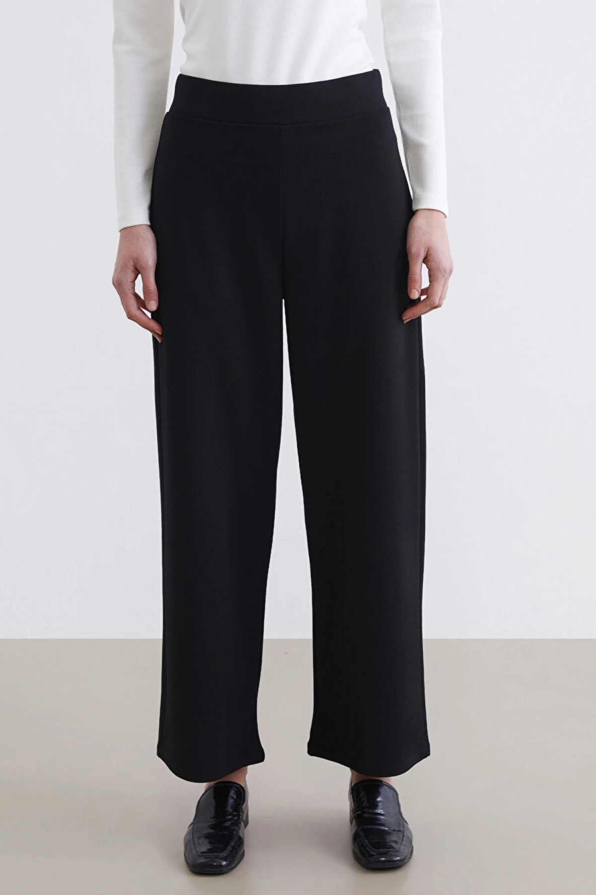 LCW Modest Siyah Beli Lastikli Geniş Paça Kadın Pantolon