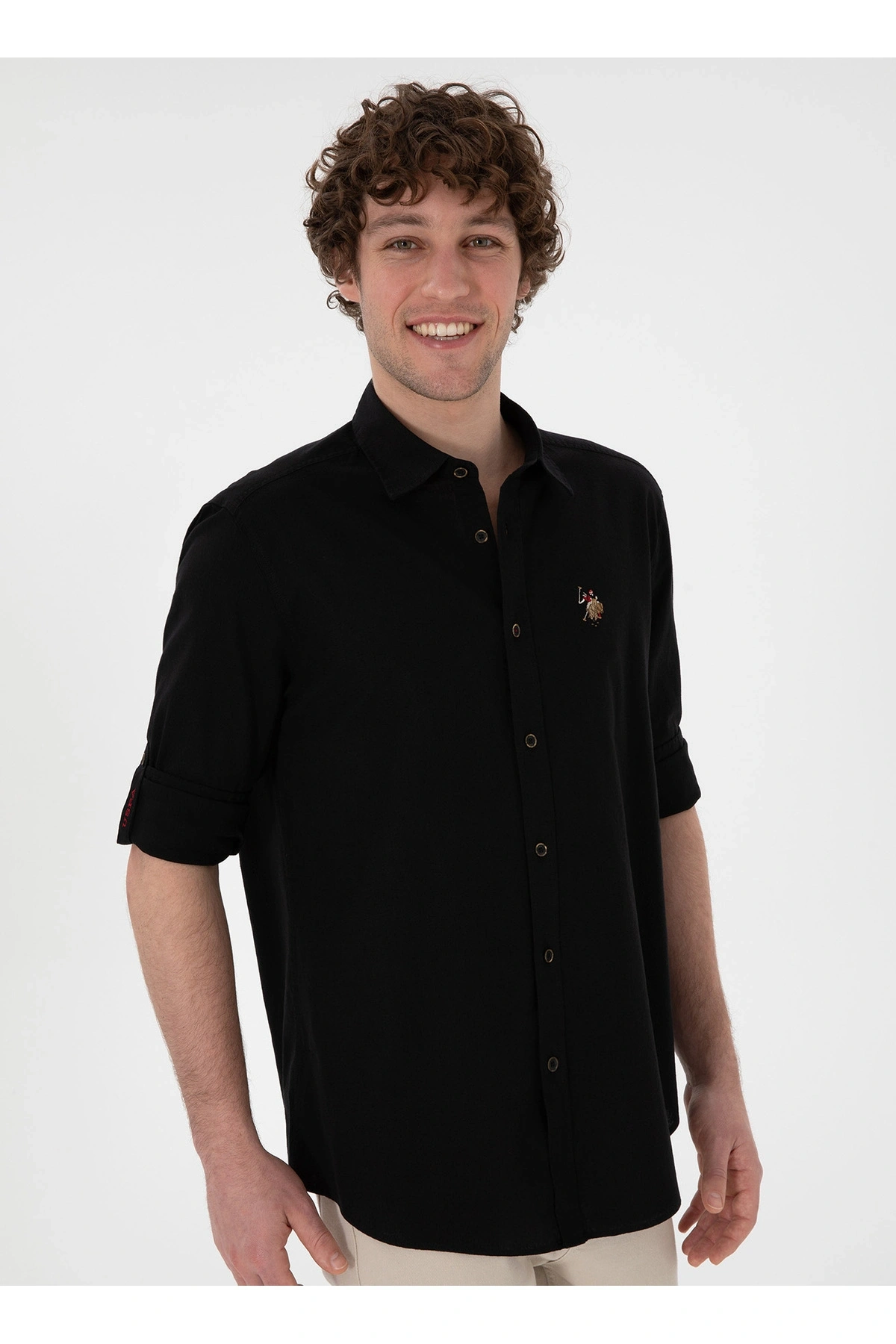 U.S. Polo Assn. U.S. Polo Assn. Comfort Fit Gömlek Yaka Siyah Erkek Gömlek ENZO