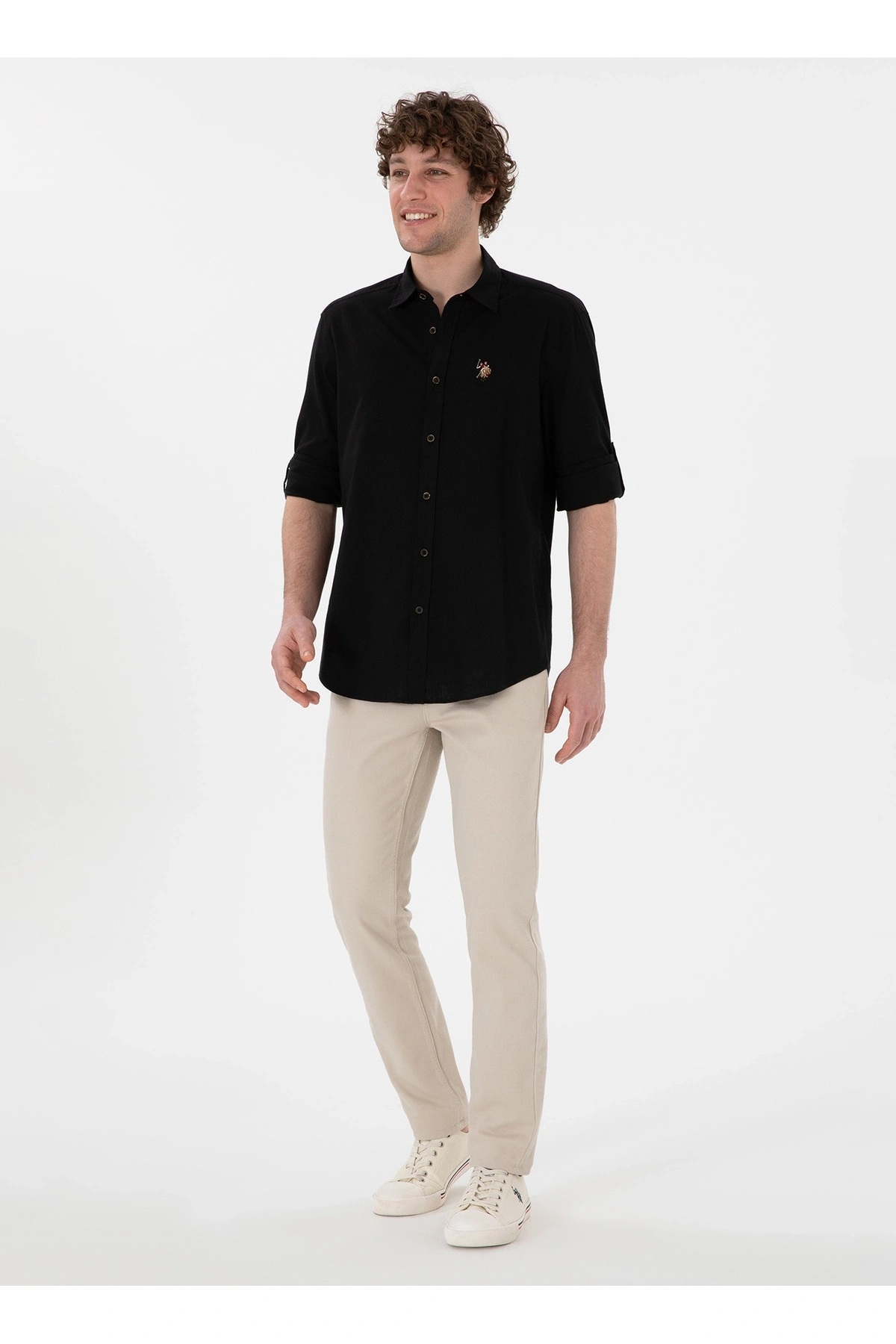 U.S. Polo Assn. U.S. Polo Assn. Comfort Fit Gömlek Yaka Siyah Erkek Gömlek ENZO