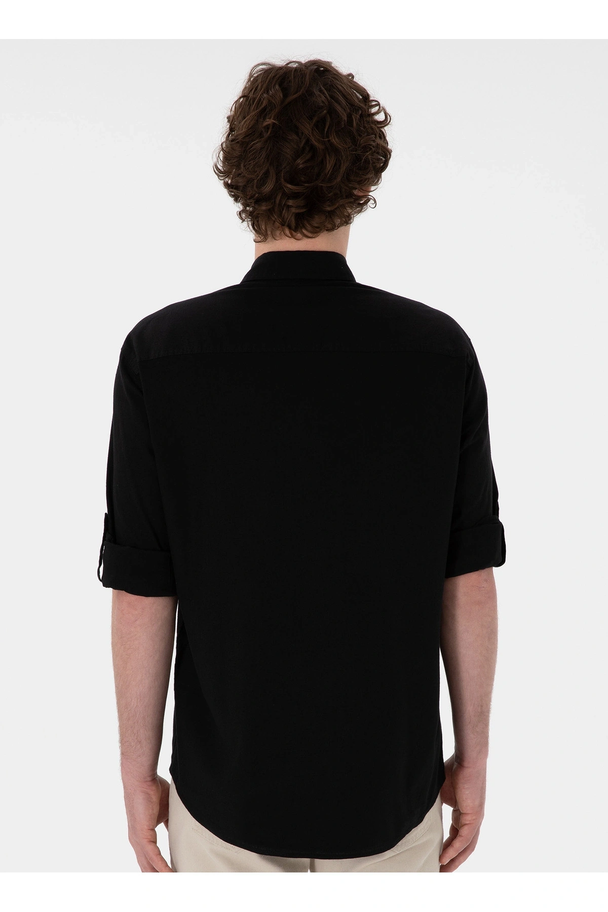 U.S. Polo Assn. U.S. Polo Assn. Comfort Fit Gömlek Yaka Siyah Erkek Gömlek ENZO