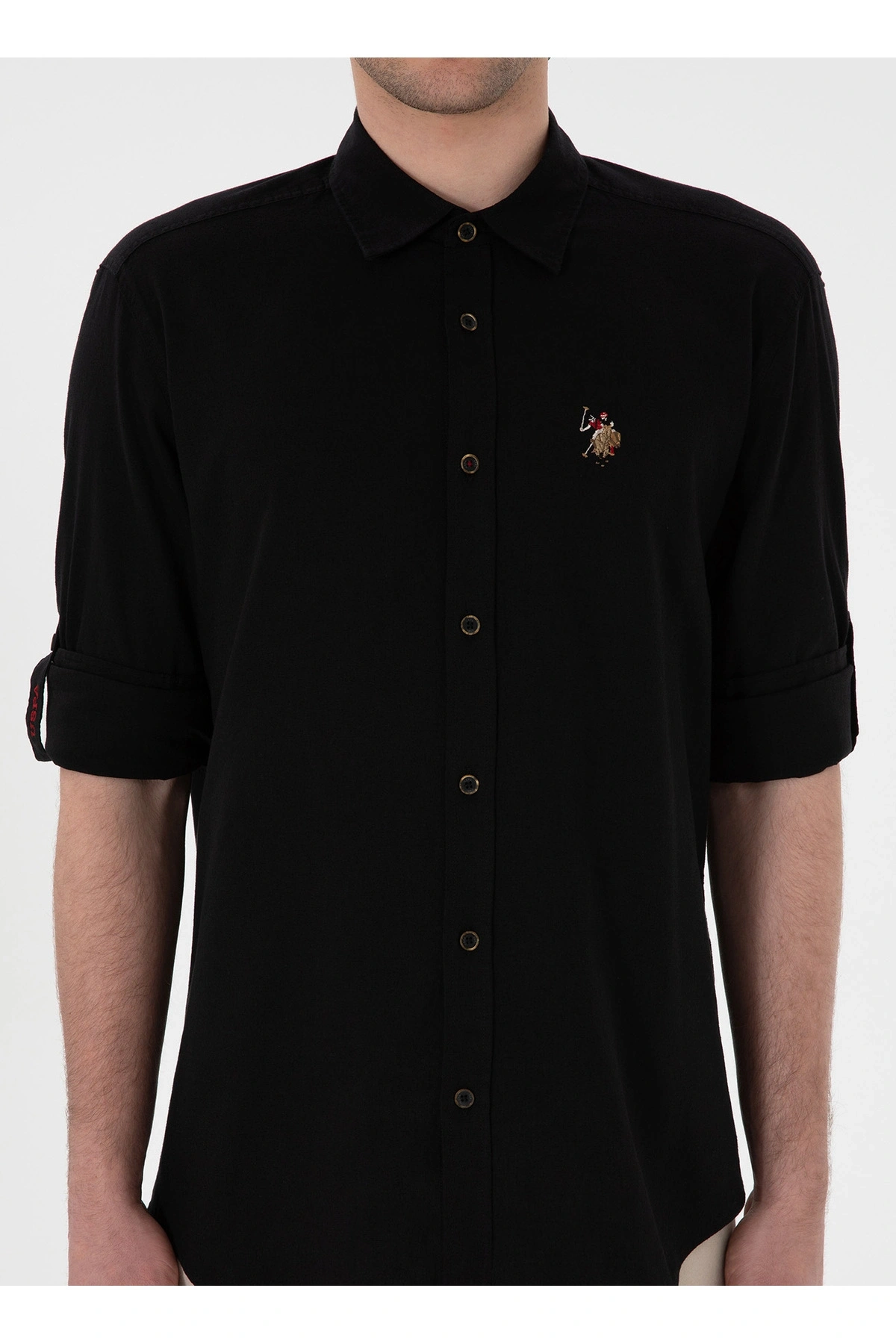 U.S. Polo Assn. U.S. Polo Assn. Comfort Fit Gömlek Yaka Siyah Erkek Gömlek ENZO