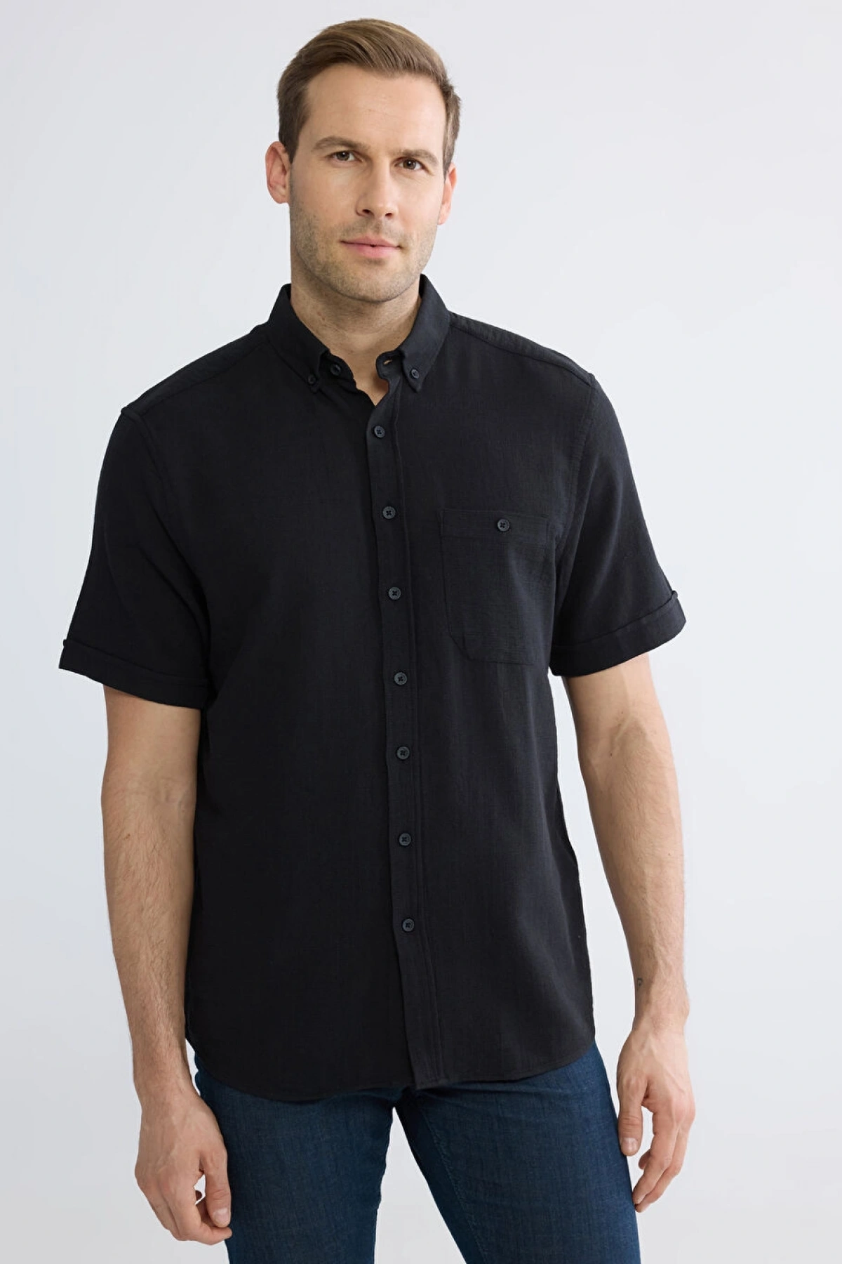 LCWAIKIKI Classic Siyah Regular Fit Poplin Erkek Gömlek