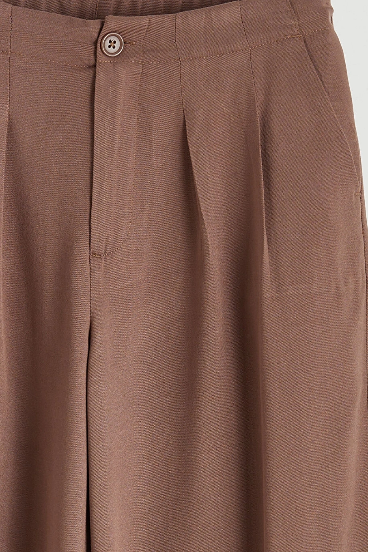 LCW Kids Kahverengi Beli Lastikli Pileli Kız Çocuk Pantolon