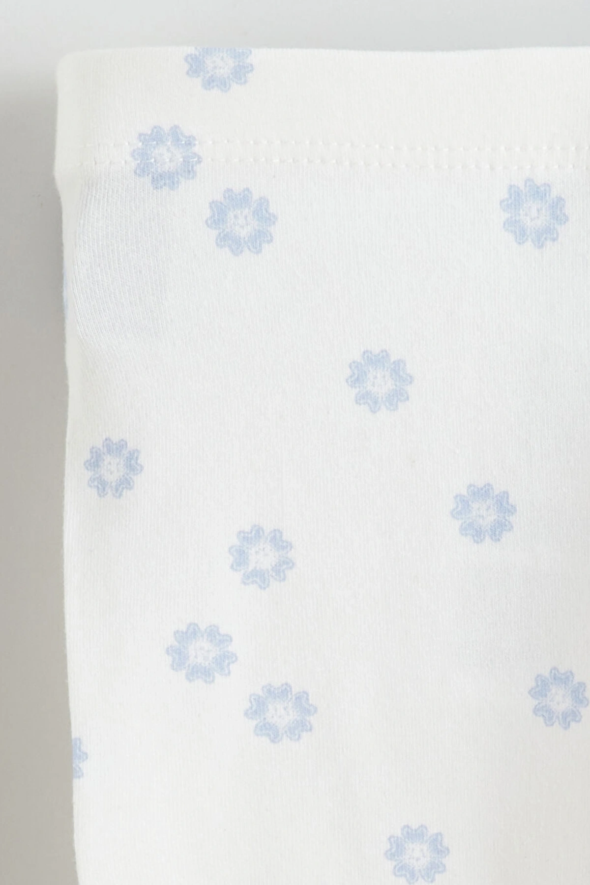 LCW baby Mavi Çiçek Nakışlı Kız Bebek Bluz Ve Tayt