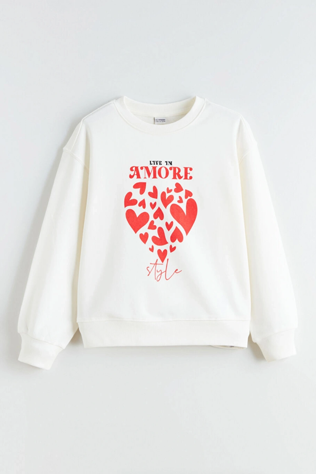LCW Kids Ekru Baskılı Kız Çocuk Sweatshirt