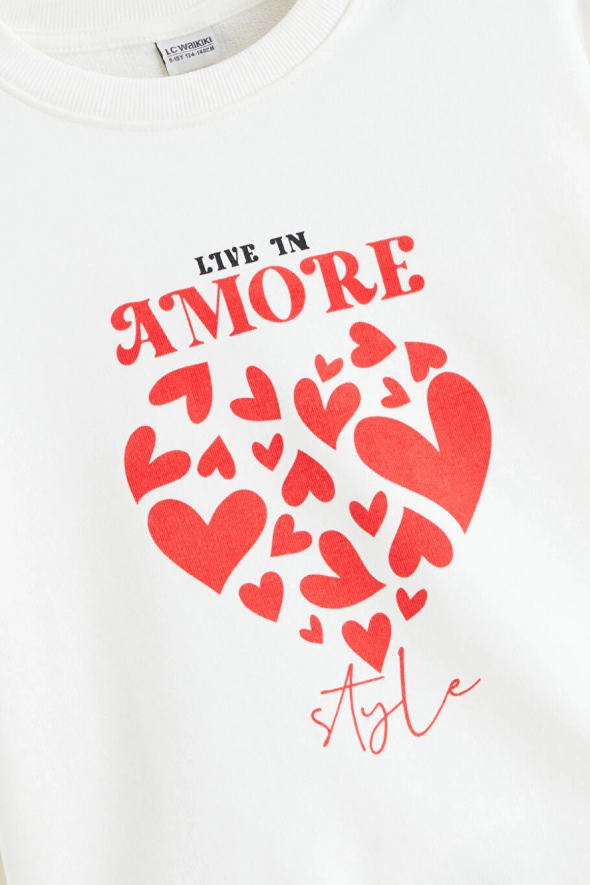 LCW Kids Ekru Baskılı Kız Çocuk Sweatshirt