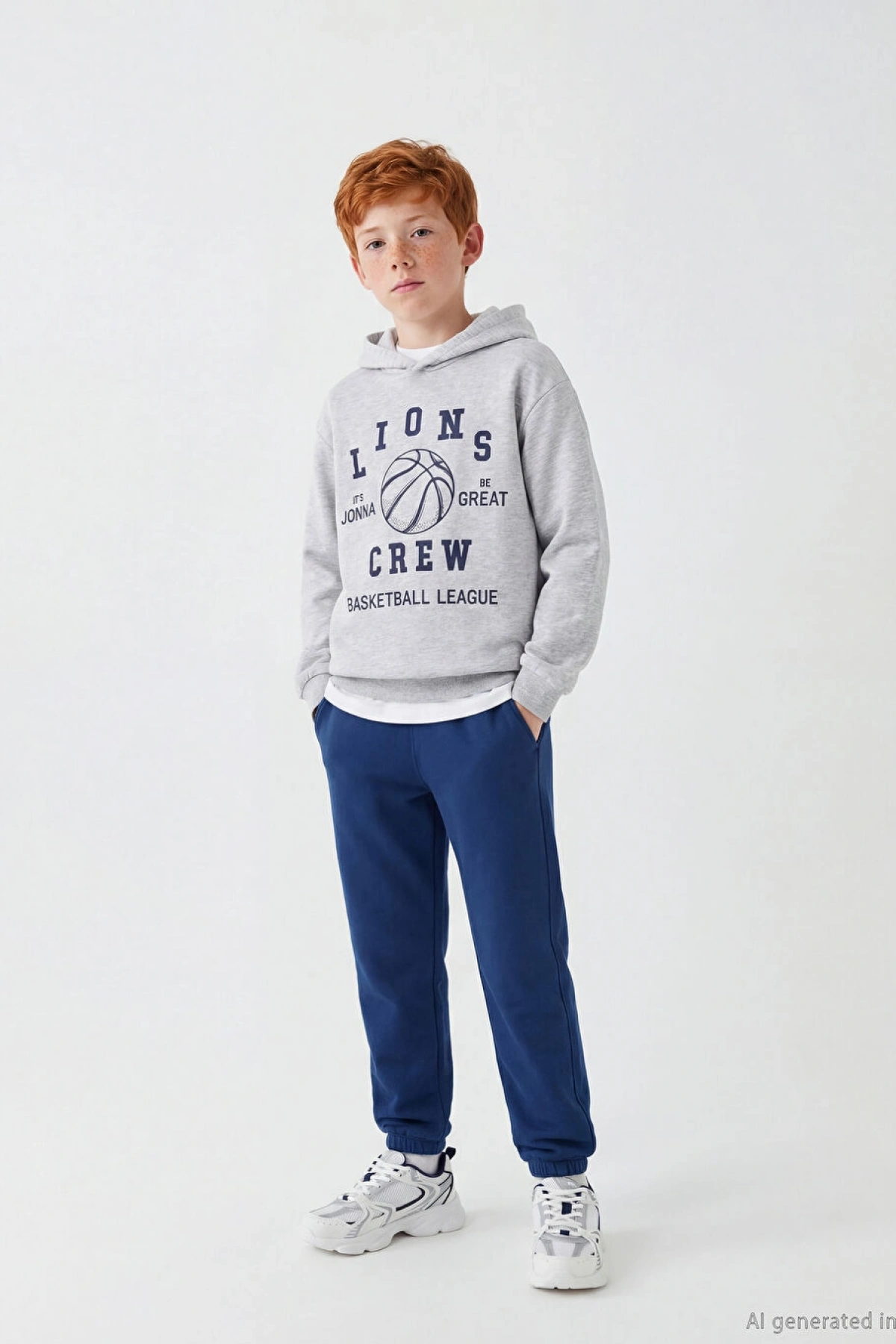 LCW Kids Gri Erkek Çocuk Kapüşonlu Baskılı Eşofman Takımı