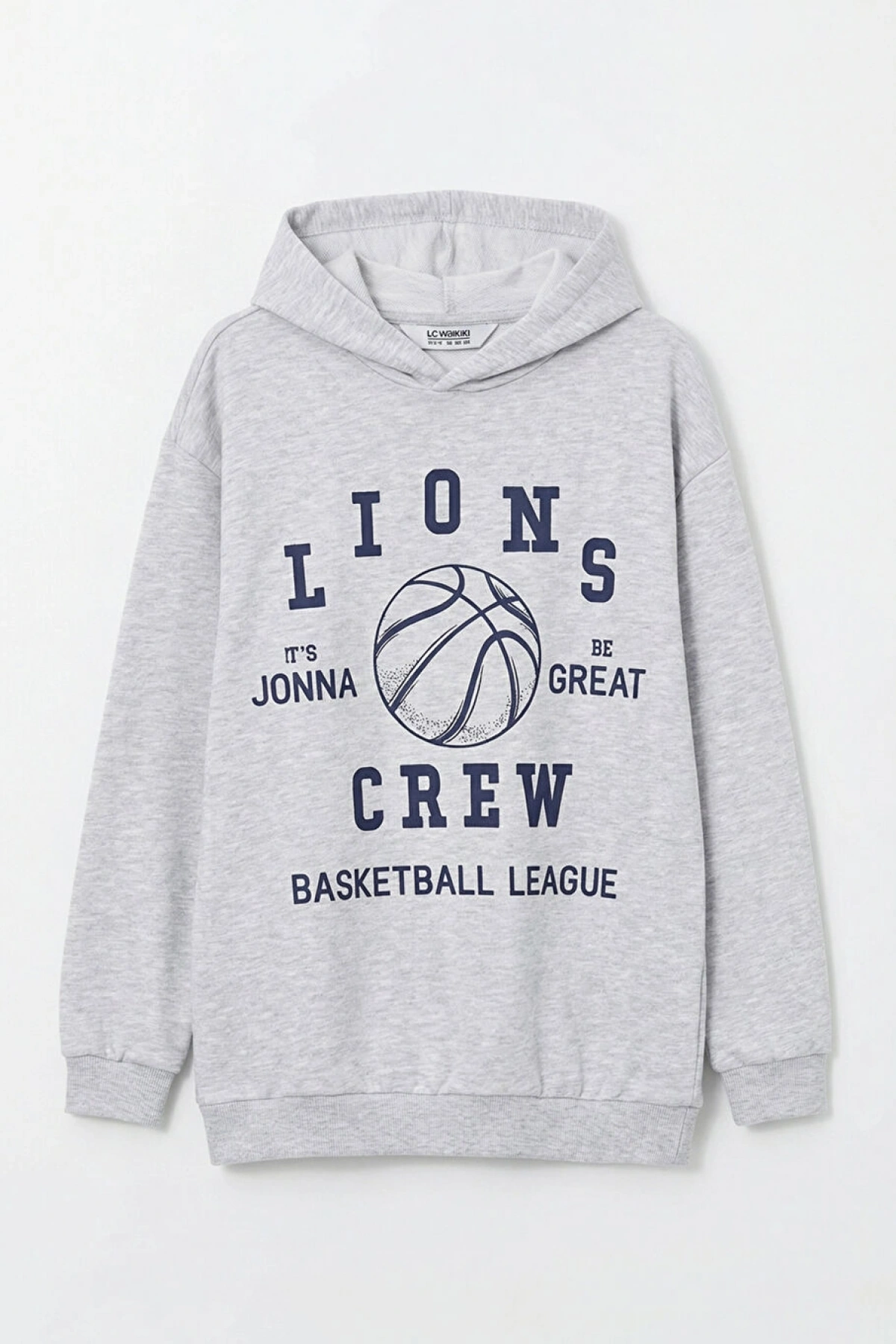 LCW Kids Gri Erkek Çocuk Kapüşonlu Baskılı Eşofman Takımı