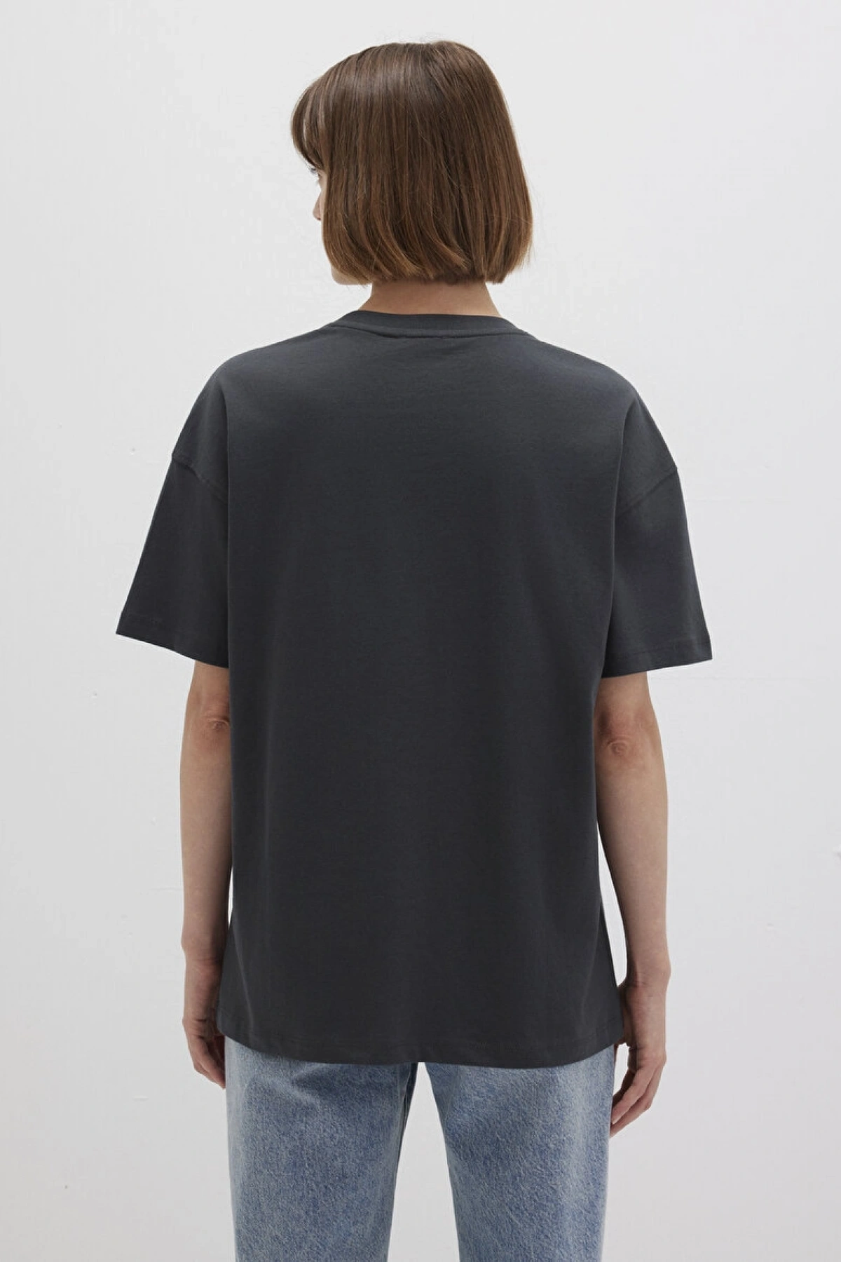 Mavi Logo Baskılı Antrasit Tişört