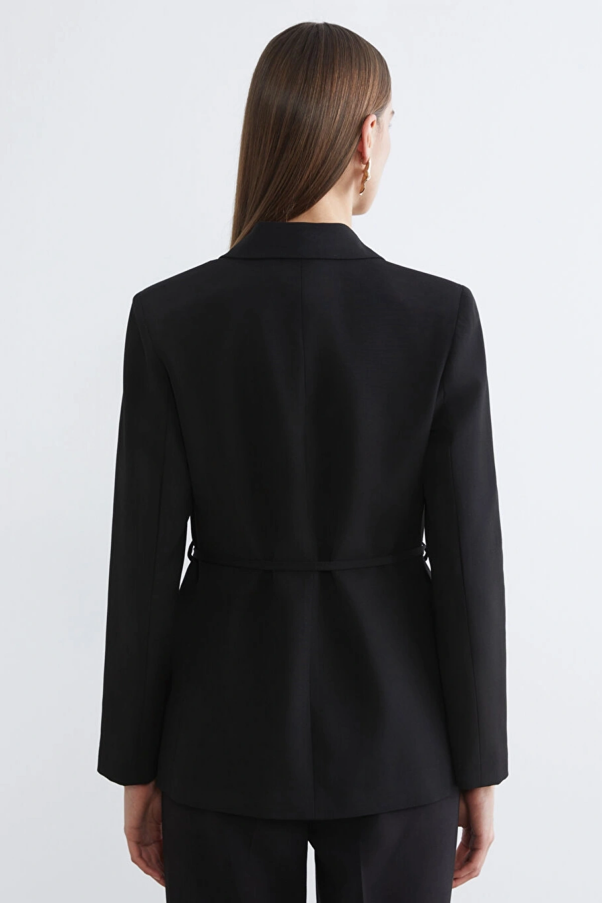 LCWAIKIKI Classic Siyah Beli Kuşaklı Kadın Blazer Ceket