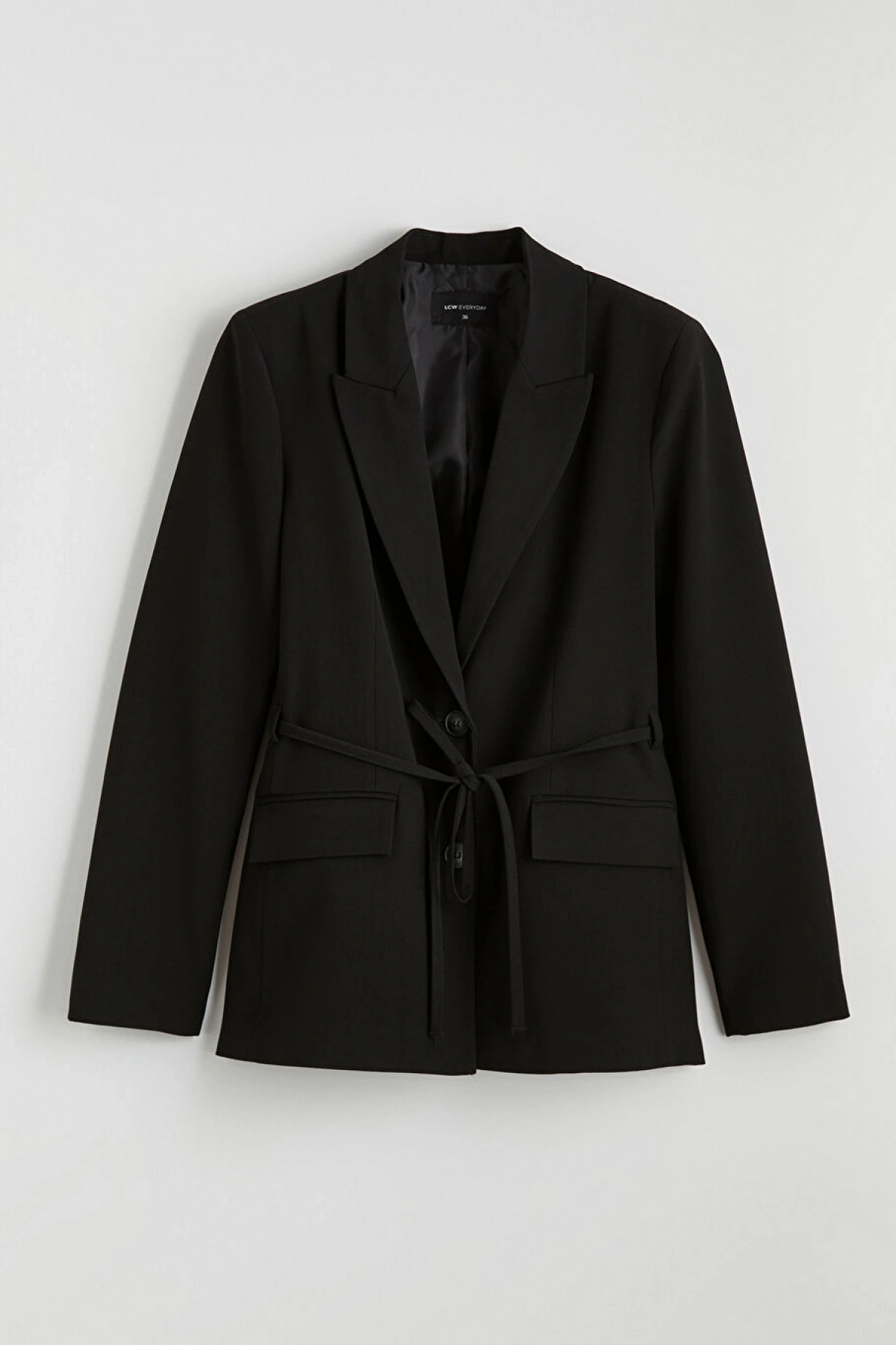 LCWAIKIKI Classic Siyah Beli Kuşaklı Kadın Blazer Ceket