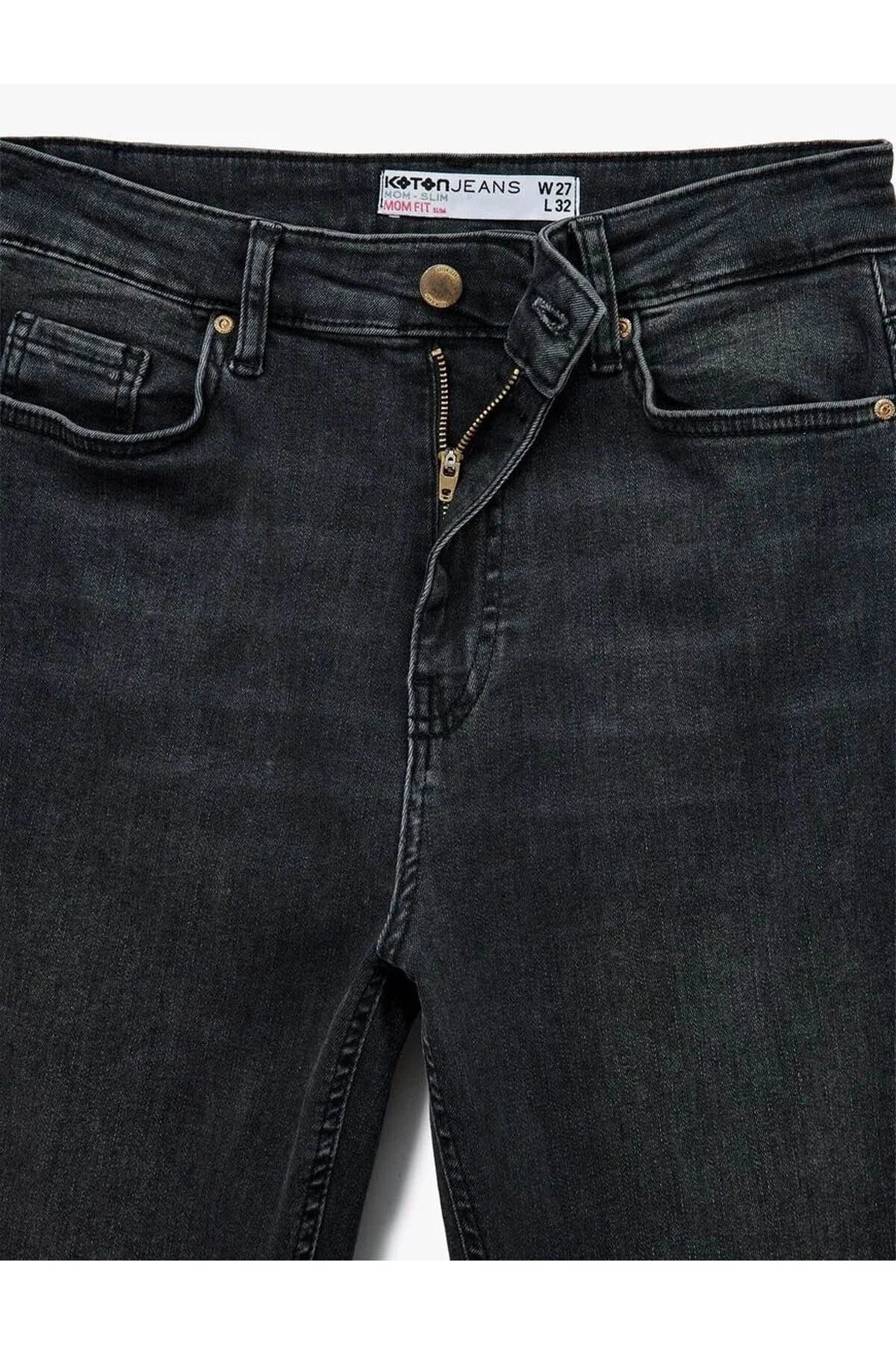 Koton Mom Slim Siyah Kadın Jean Pantolon