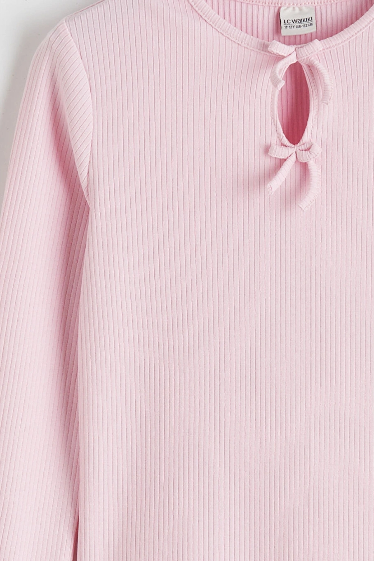 LCW Kids Pembe Fiyonk Detaylı Kız Çocuk Tişört