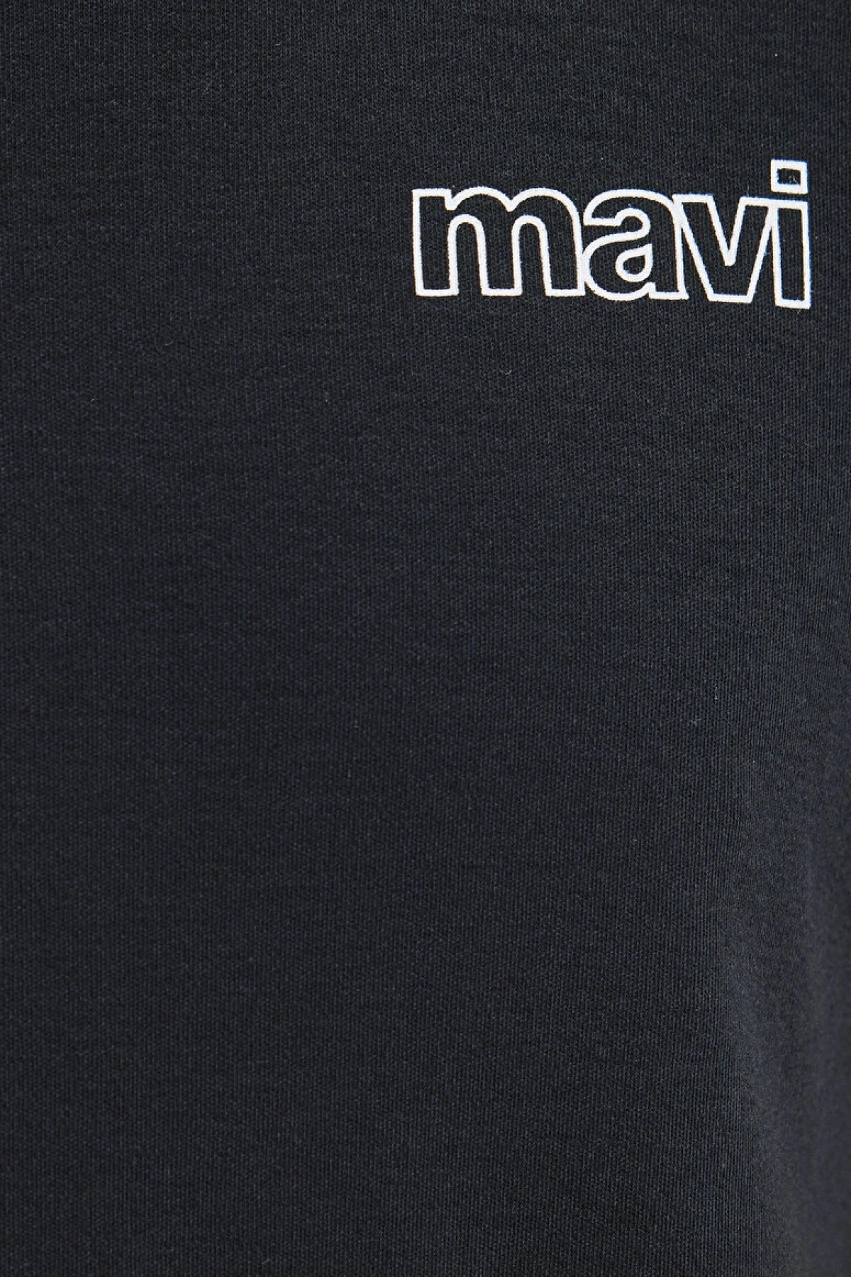 Mavi Logo Baskılı Siyah İnterlok Tişört