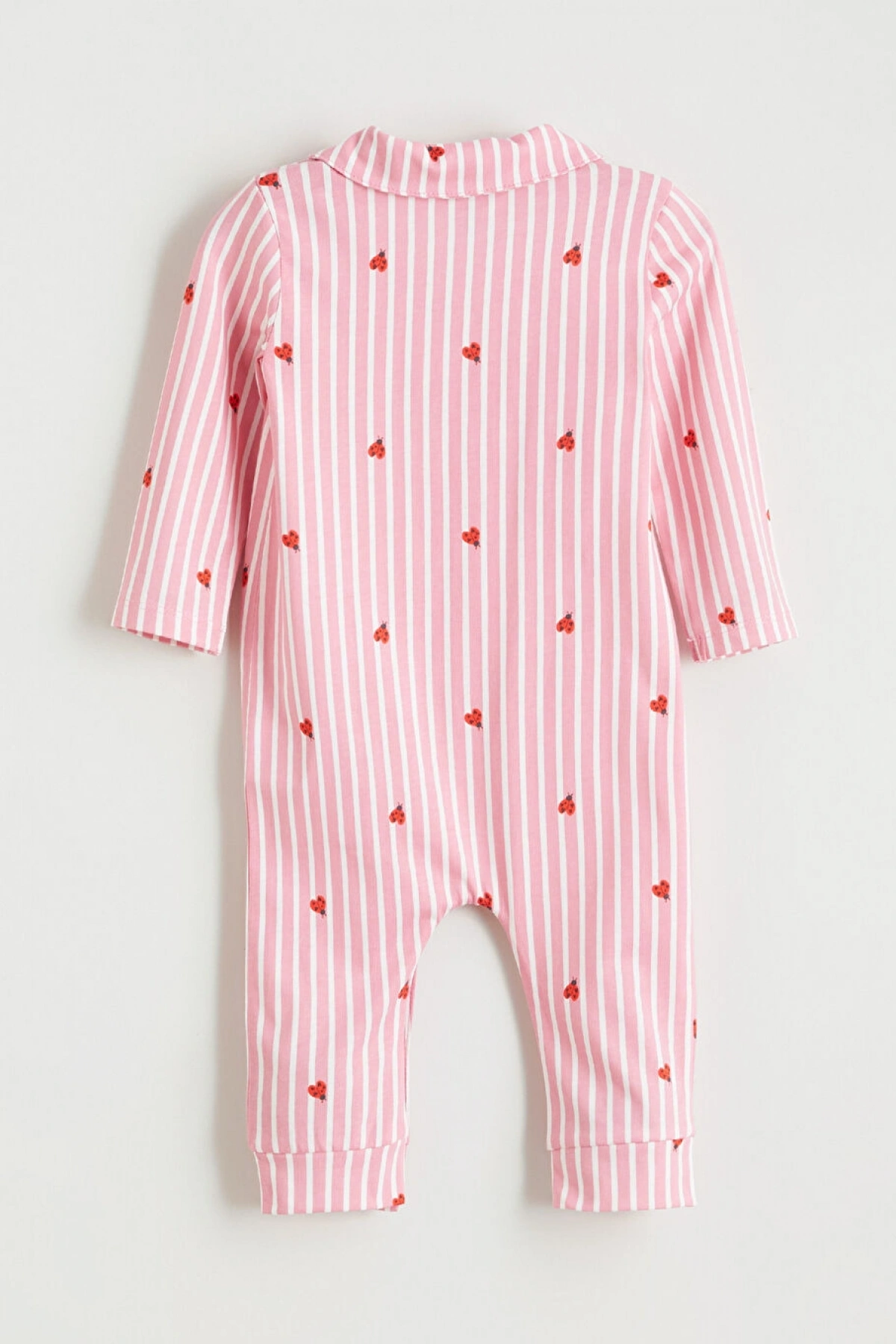 LCW baby Ekru Gömlek Yaka Uğur Böceği Baskılı Kız Bebek Tulum